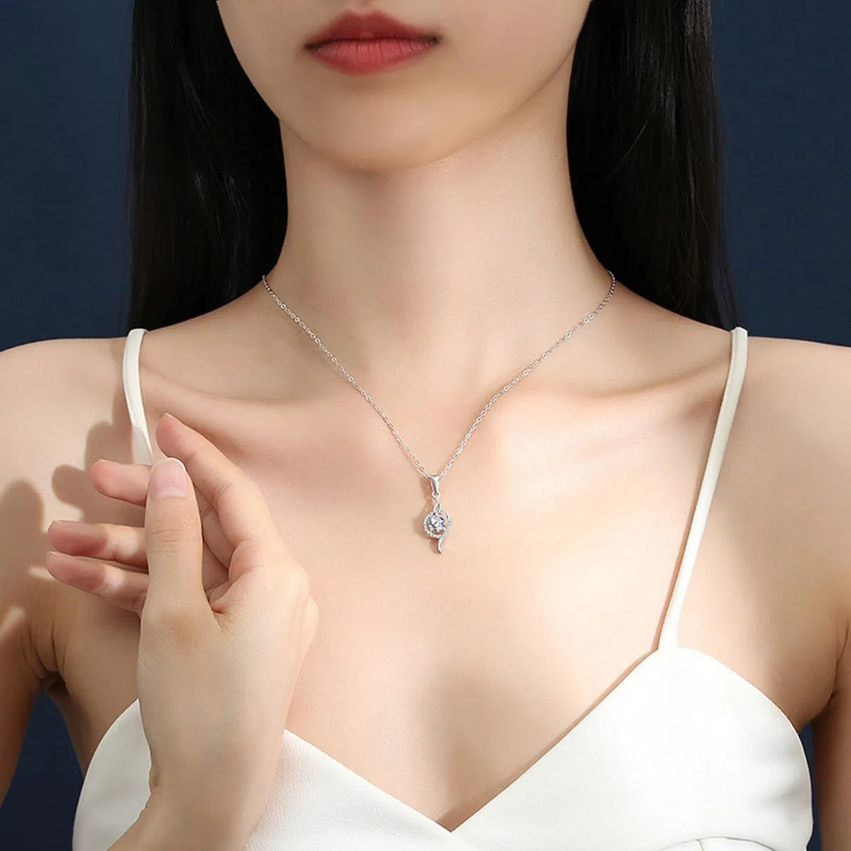 Collares de moda para mujer con moissanita, collar de oro rosa, cinta de halo de boda, cumpleaños
