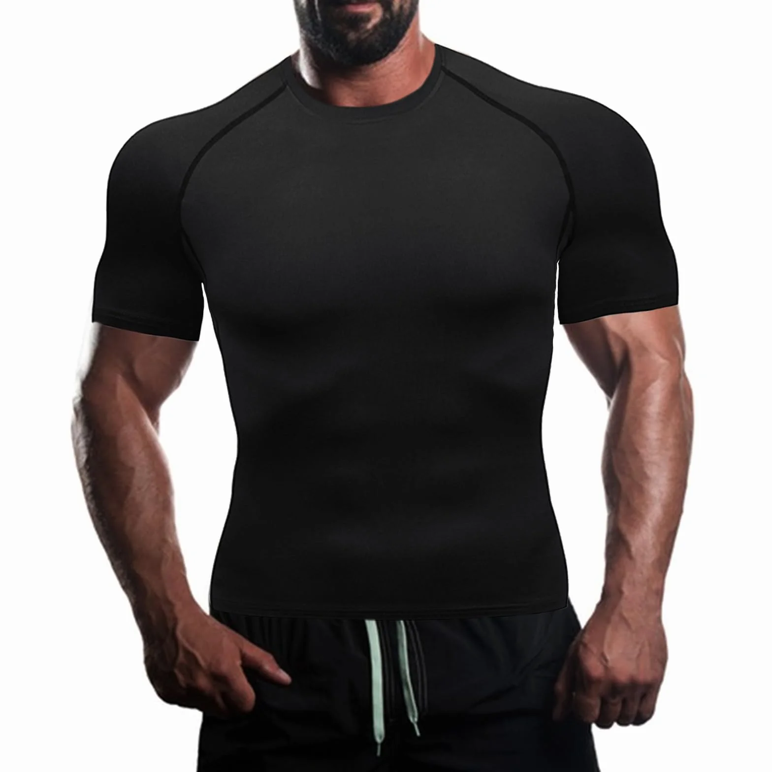 HYCOPROT Compresión para Hombres Camiseta de Compresión de Manga Corta Camiseta de Entrenamiento Capa Base Deportiva de Secado Rápido Camisetas para Correr Tops
