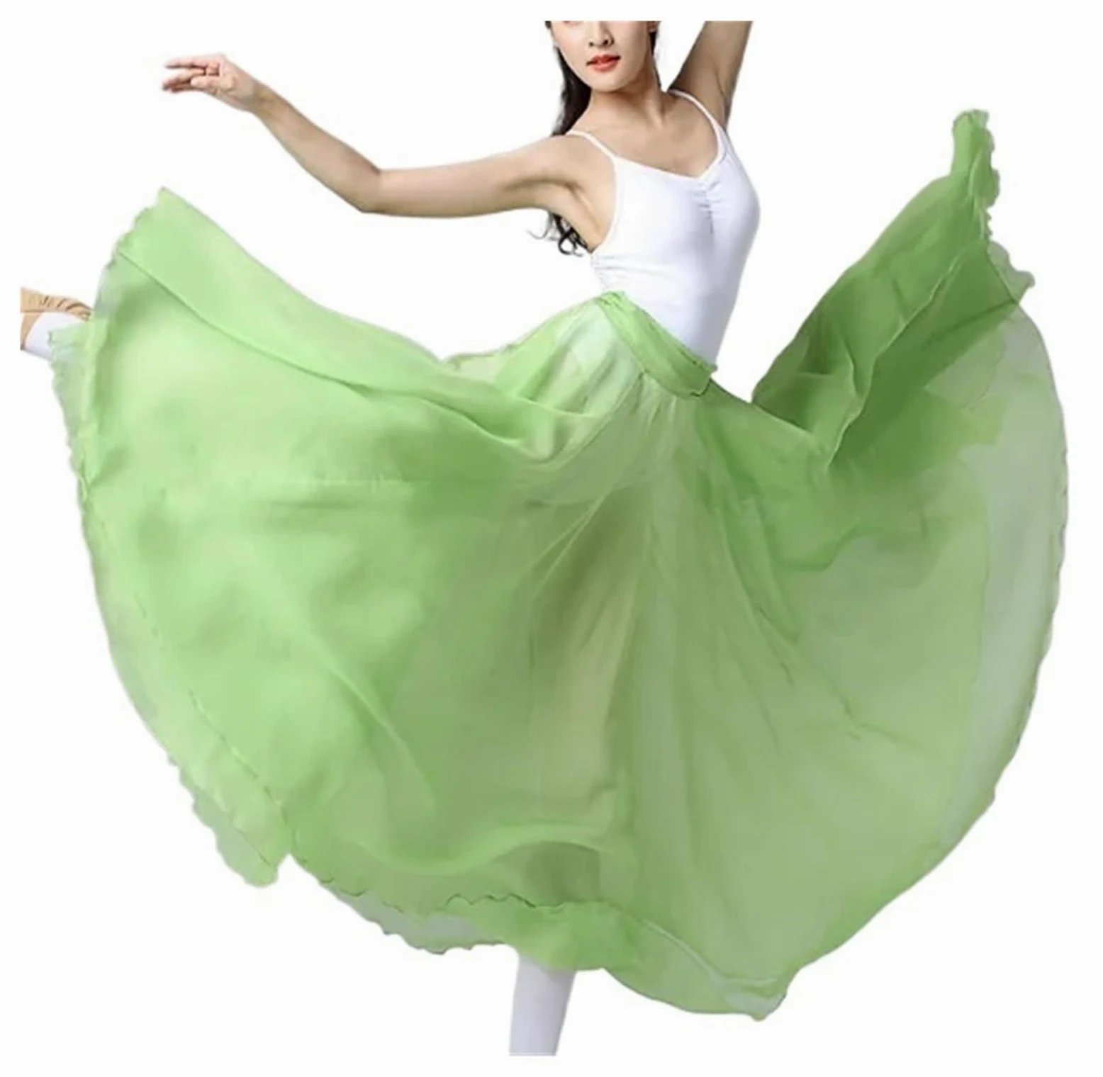 Falda Swing Grande,Falda Swing Larga Bailarina， Falda de Gasa for práctica de Ballet romántica for niñas Adultas