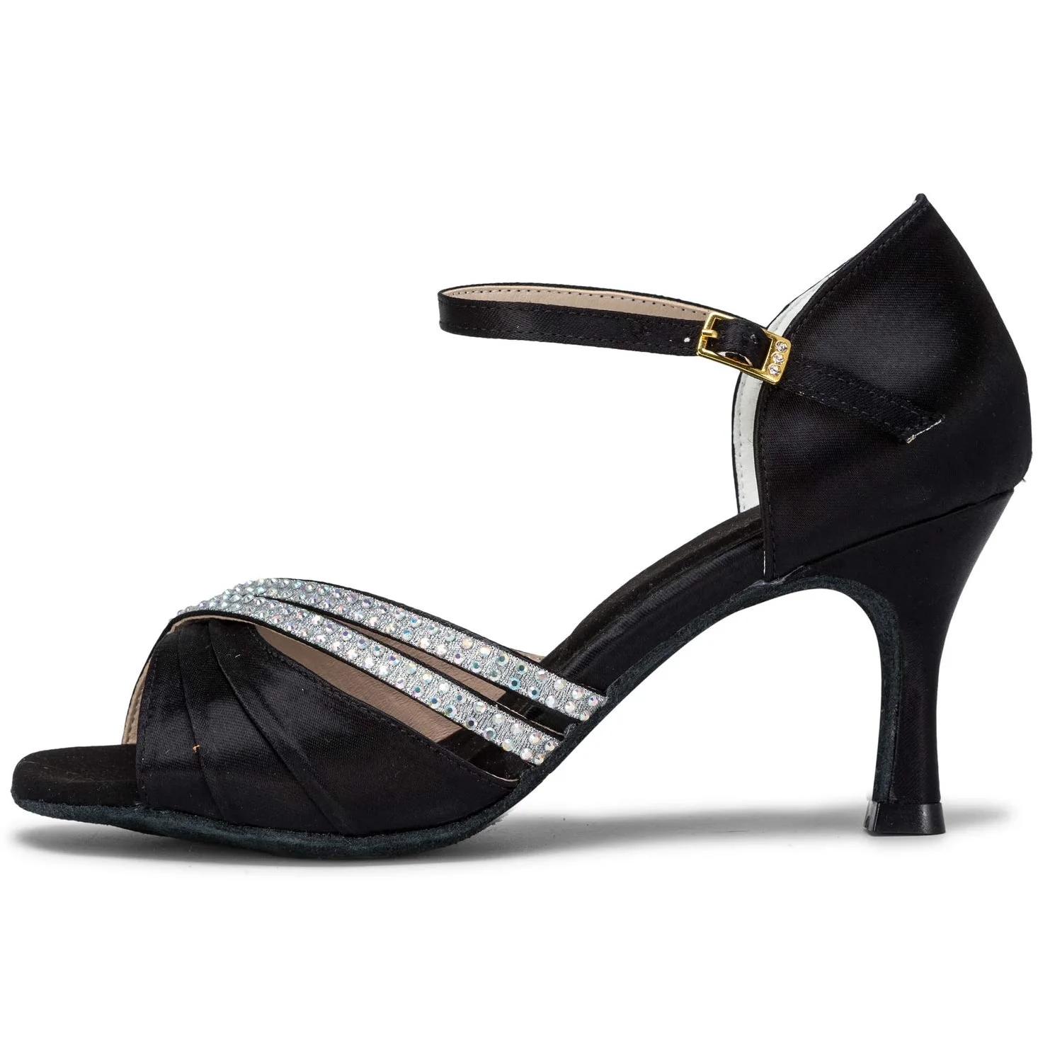 JIAJIA 20524 Mujeres Sandalias Tacón Acampanado Súper Satén Latino Rhinestone Zapatos de Baile