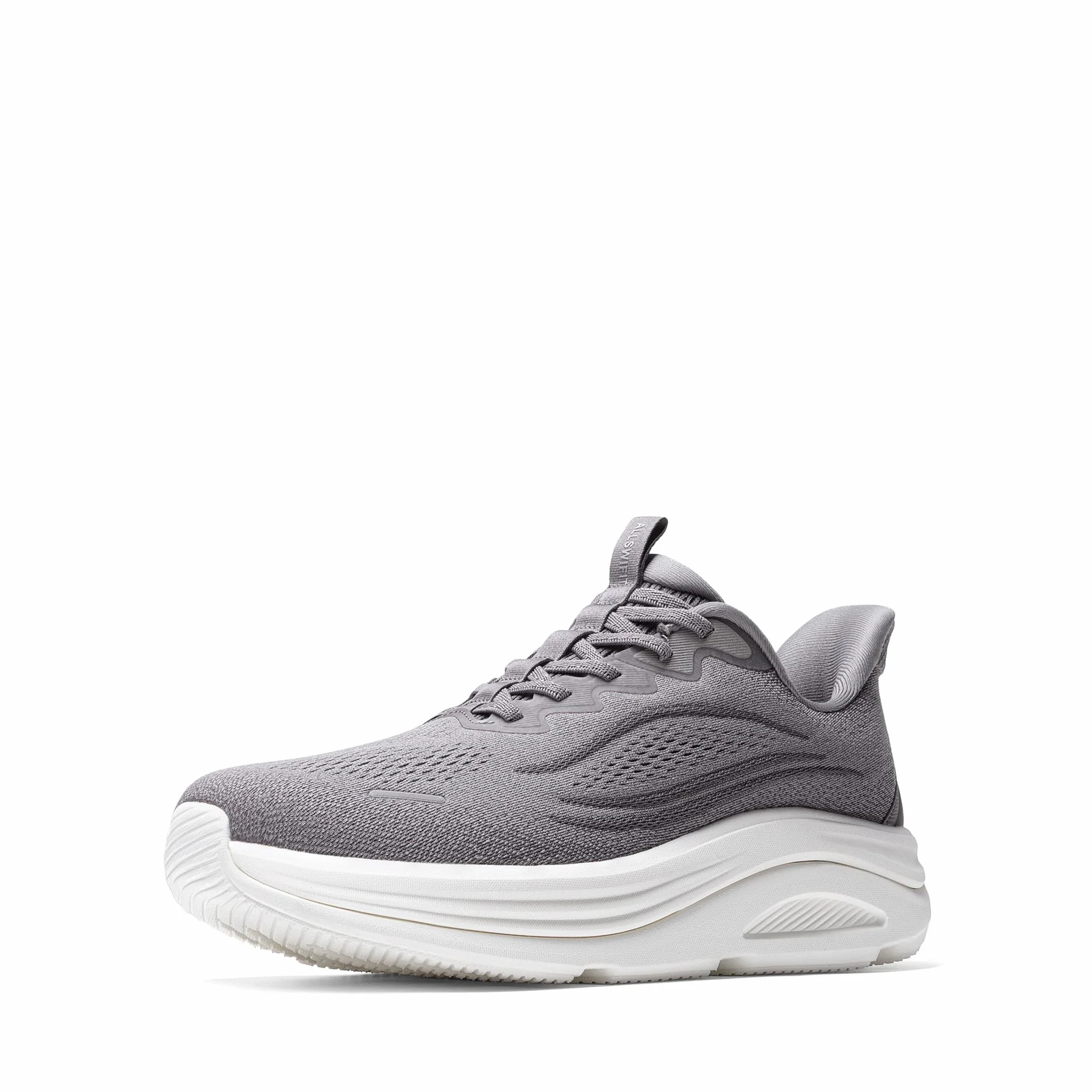 ALLSWIFIT Zapatos deportivos para hombre, sin cordones, con puntera ancha, para caminar, con cojín para correr, tenis, soporte para el arco, gimnasio, entrenamiento, atlético, a la moda, Gris, 41.5 EU