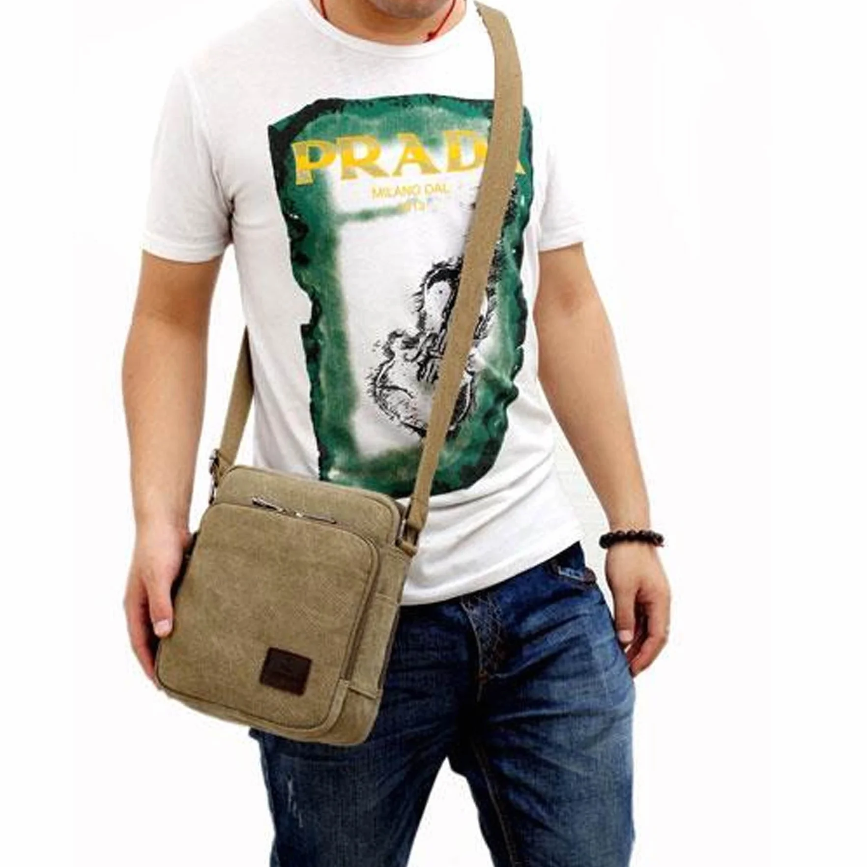 Bolso Bandolera Hombre Pequeñas Bolsos de Tela Vintage Messenger Bag para Colegio Bolsa de Lona Universidad Libro Bolsos Originales Bolsas de Viaje Sport Bag