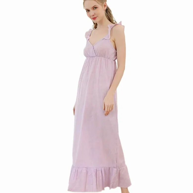 OFFSUM Camisón De Pijama De Mujer - Camisón De Algodón con Cuello Cuadrado Ropa De Dormir Sexy Sin Mangas De Color Sólido Lencería Informal De Talla Grande con Temperamento para Verano