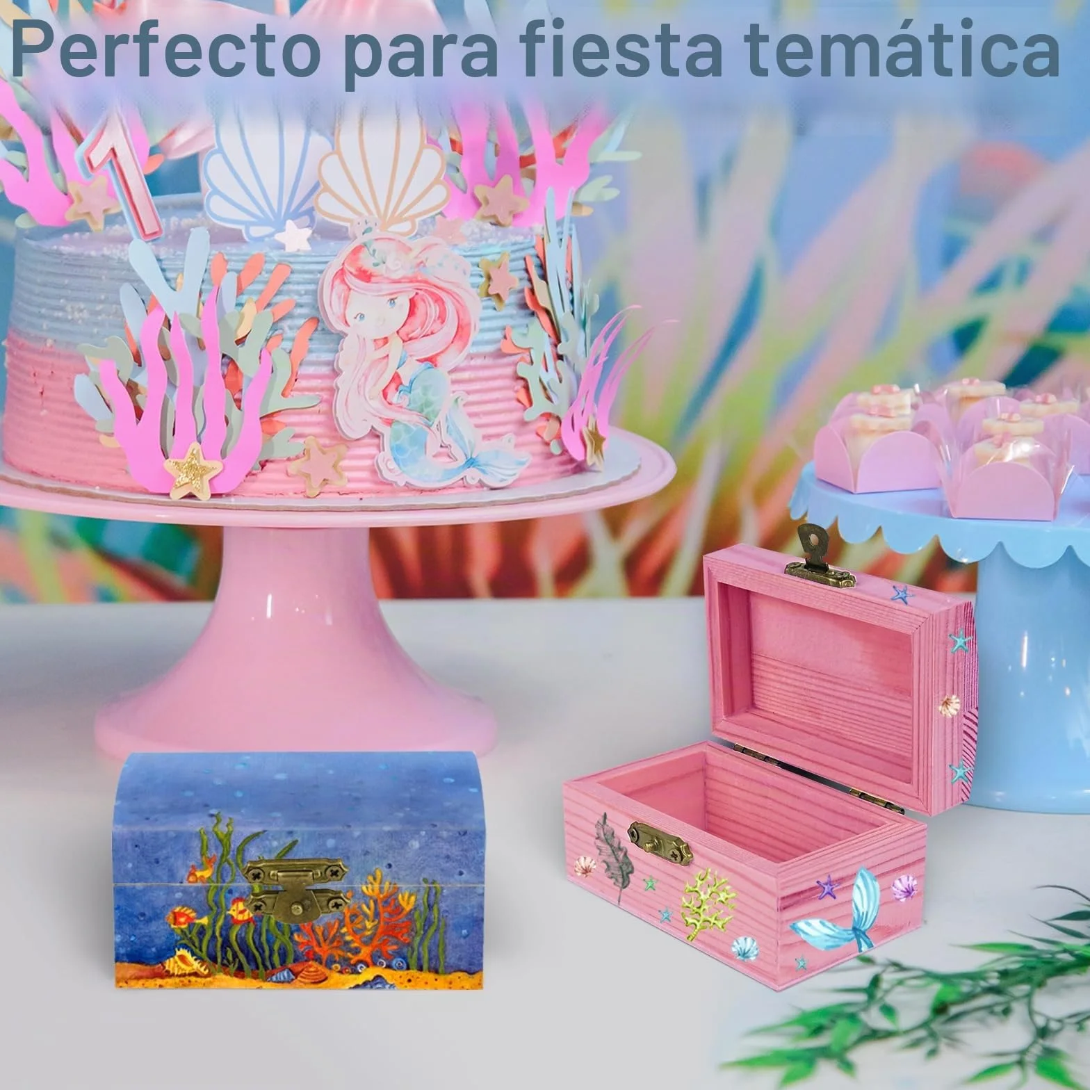 Pequeño Cofre del Tesoro de Madera 10 Piezas 9x5x4.5cm con Cierre