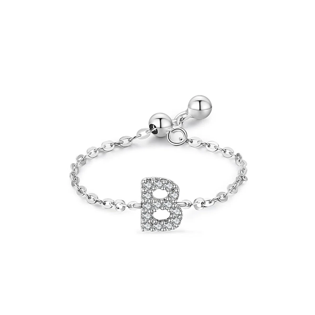 Anillo de oro para mujer, anillo de boda de oro real con diamante, anillo de boda de oro blanco, anillo ajustable para mujeres