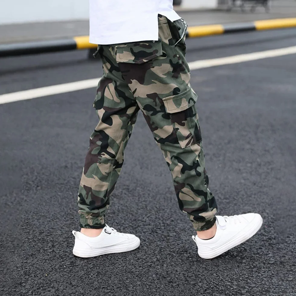 Pantalones Cargo Uniforme Escolar para Niños Cintura Elástica 6-14 Años