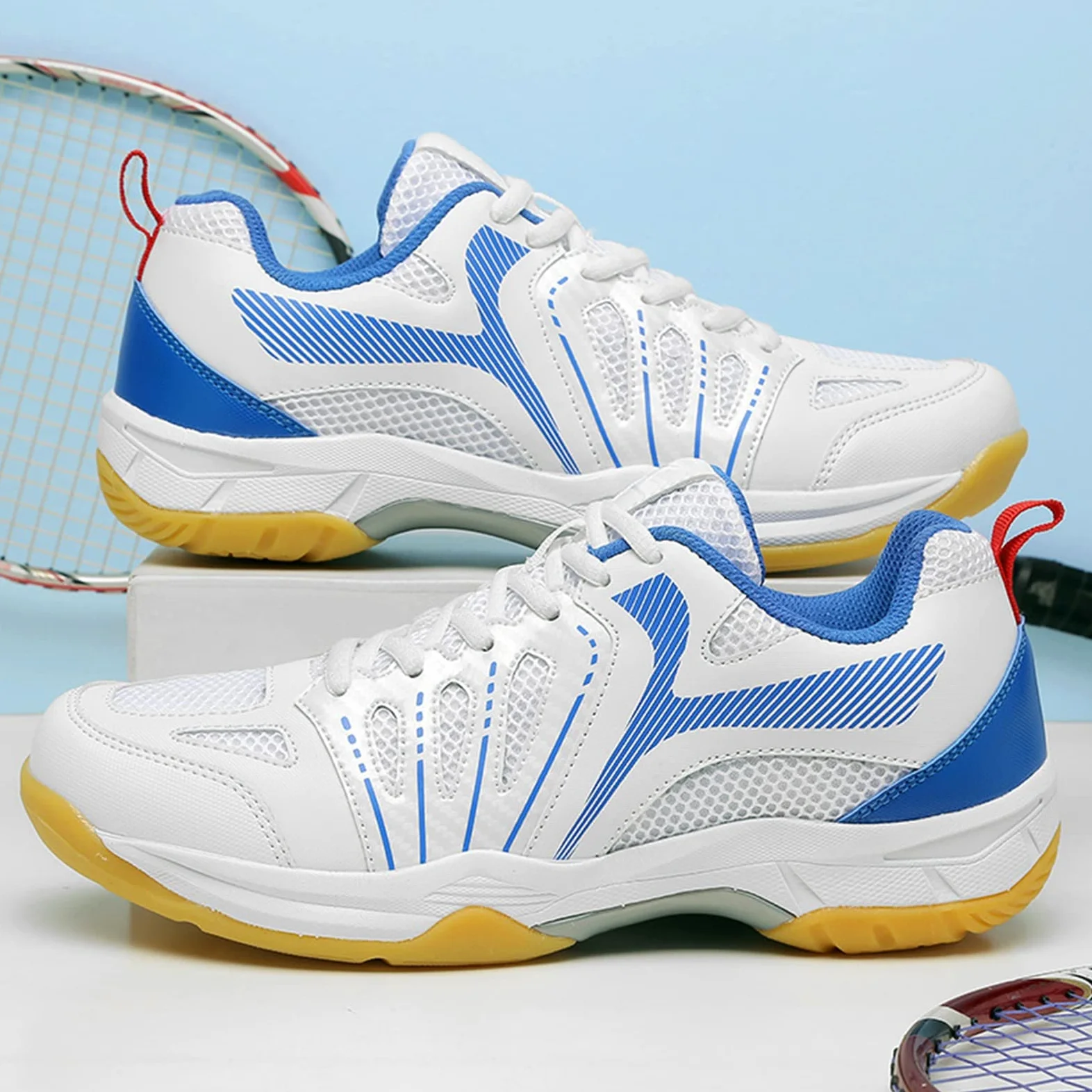SDEQA Zapatos De Bádminton para Hombres Zapatos De La Corte Interior Zapatillas Antideslizantes De Tenis Deporte Transpirable para Tenis De Tenis De Calabaza Tenis
