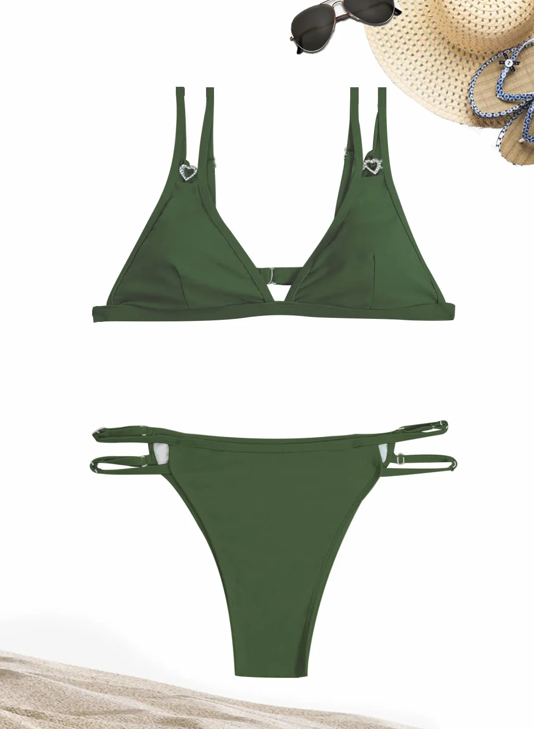 Bikini Mujer Dos Piezas Halter Top Triangular Cintura Baja Tanga Traje de Baño