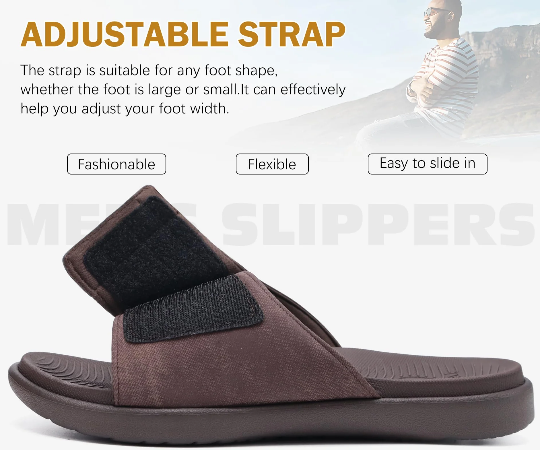 ONCAI Sandalias Hombres Correa Ajustables Ortopedia Fascitis Plantar Punta Abierta Deportivo Pantuflas Slides con Plantilla de Soporte de Arco Suave y Cómoda Talla 40-49