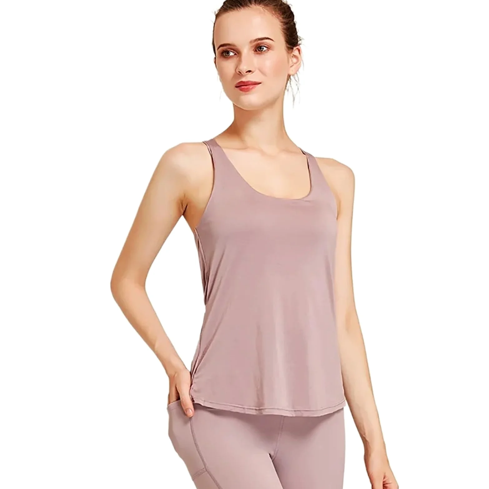 Camiseta Deportiva Mujer Suelta Chaleco deportivo de Yoga for mujer, camisa elástica de malla, Top Sexy con espalda cruzada, sujetador de Fitness for mujer, ropa de gimnasio sin mangas, ropa de entren