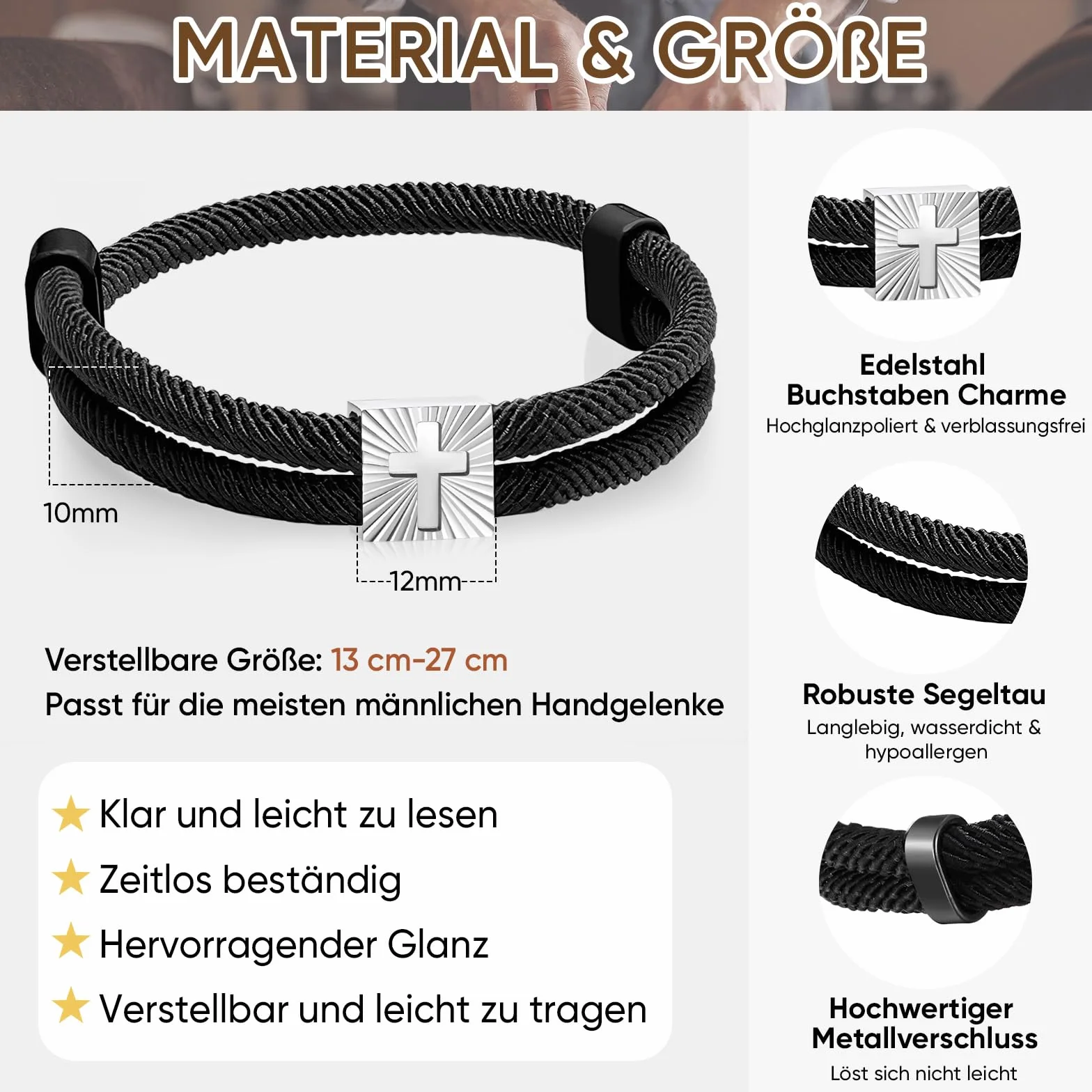 FLHEART Cruz pulsera confirmación regalos para niños – Pulsera de cuerda náutica negra con cruz, pulseras de Jesucristo, joyas, confirmación de Pascua, regalo para niños, hombres, hijo, regalos