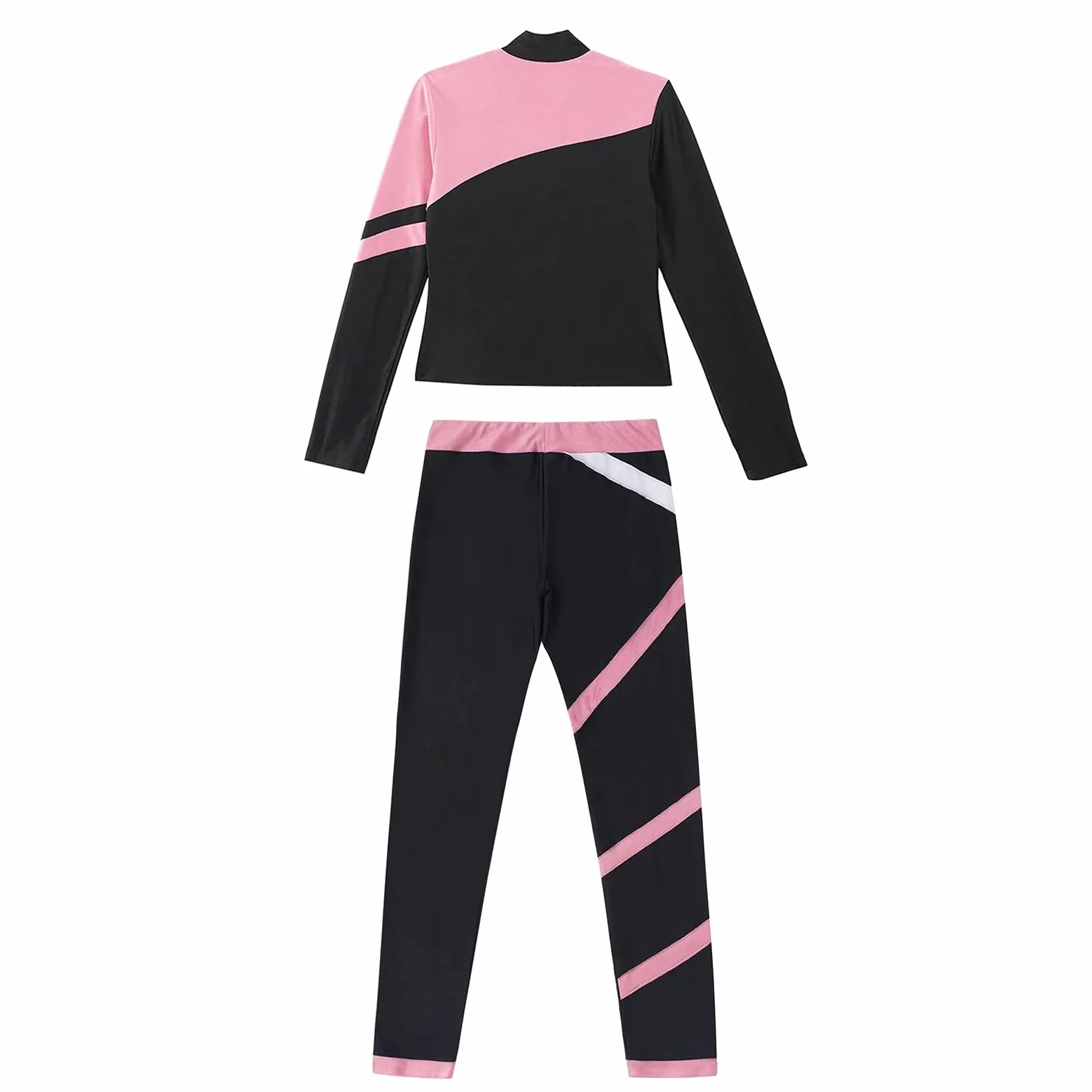 Conjunto Deportivo Niña Traje Deportivo de Gimnasia for niños y niñas, Sudadera atlética de Manga Larga, Top con Mallas, chándal for Entrenamiento de Yoga y Correr(Blue Green A,10)