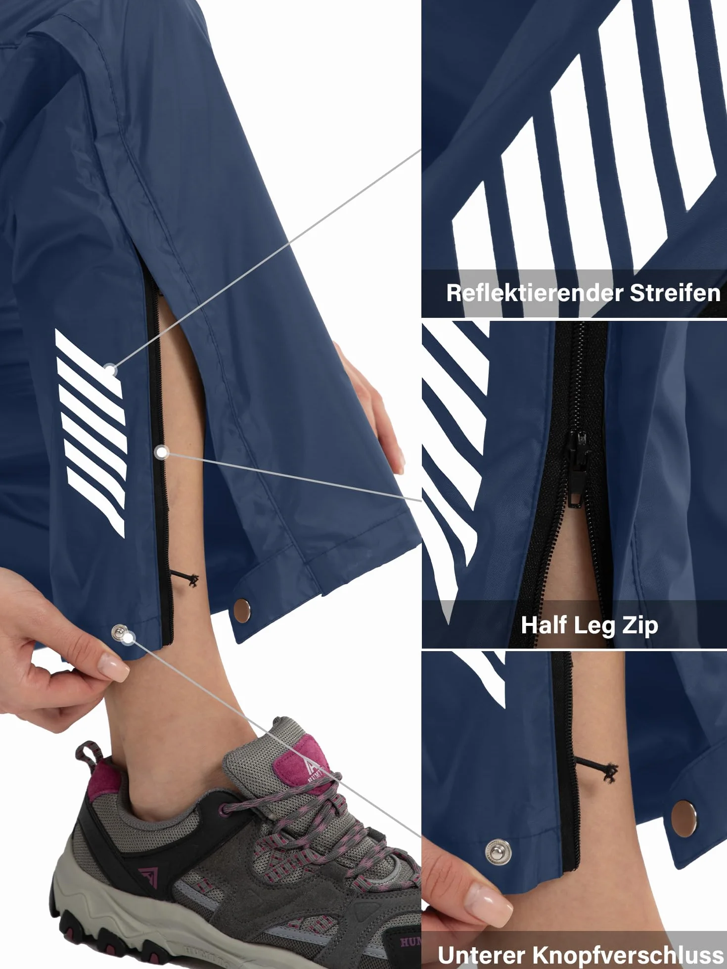 Pantalones de lluvia para mujer, impermeables, transpirables, ligeros, para bicicleta, cortavientos, senderismo, trekking, trabajo