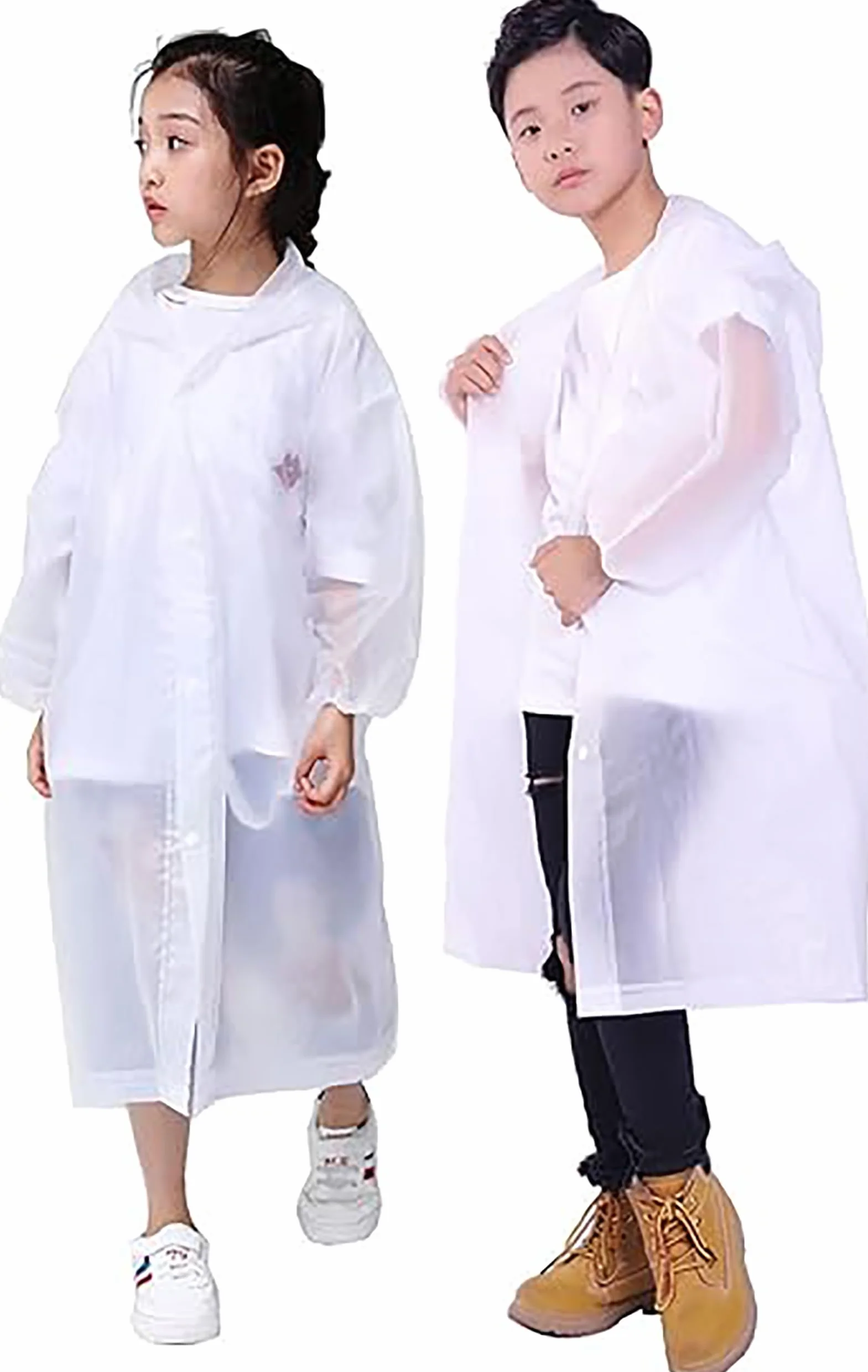 2 Pack Poncho de Lluvia Impermeable para Niños, Poncho Espesar EVA Transparente Reutilizable con Capucha, Poncho de Lluvia Impermeable Portátil para al Aire Libre Pinismo Ciclismo Cámping