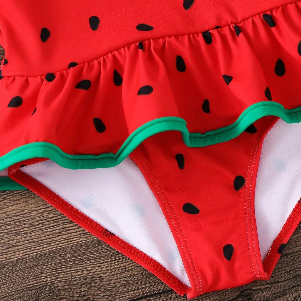 Generisch Bañador deportivo para niña con bonito patrón de sandía, cómodo traje de baño de verano para niños
