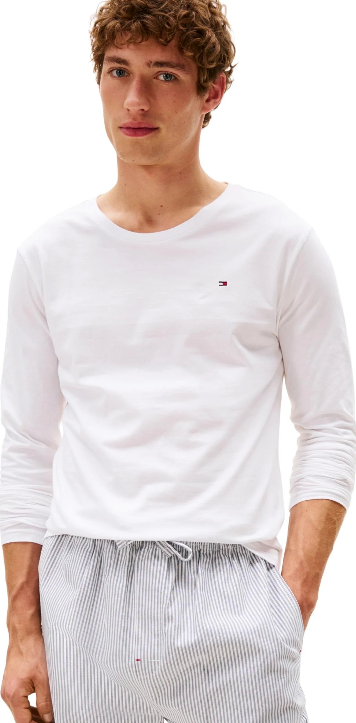 Tommy Hilfiger Camisetas de Manga Larga Pack de 3 Hombre con Cuello Redondo