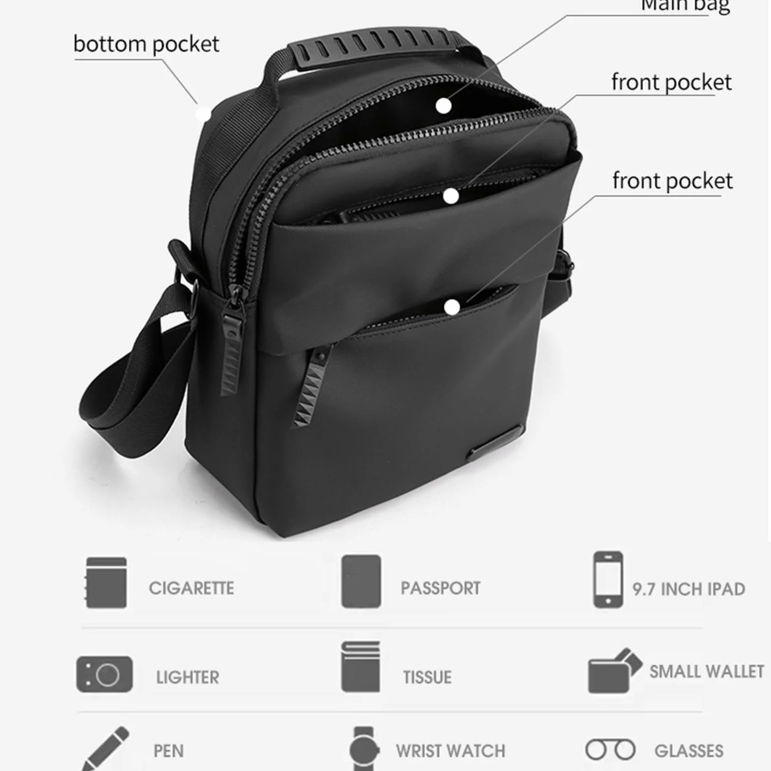 Bandoleras Hombre Bolso de Hombro Bolsas de Mensajero de Negocios Bolso de Mano Mariconeras para Hombres Moda Crossbody Bag Shoulder Casual