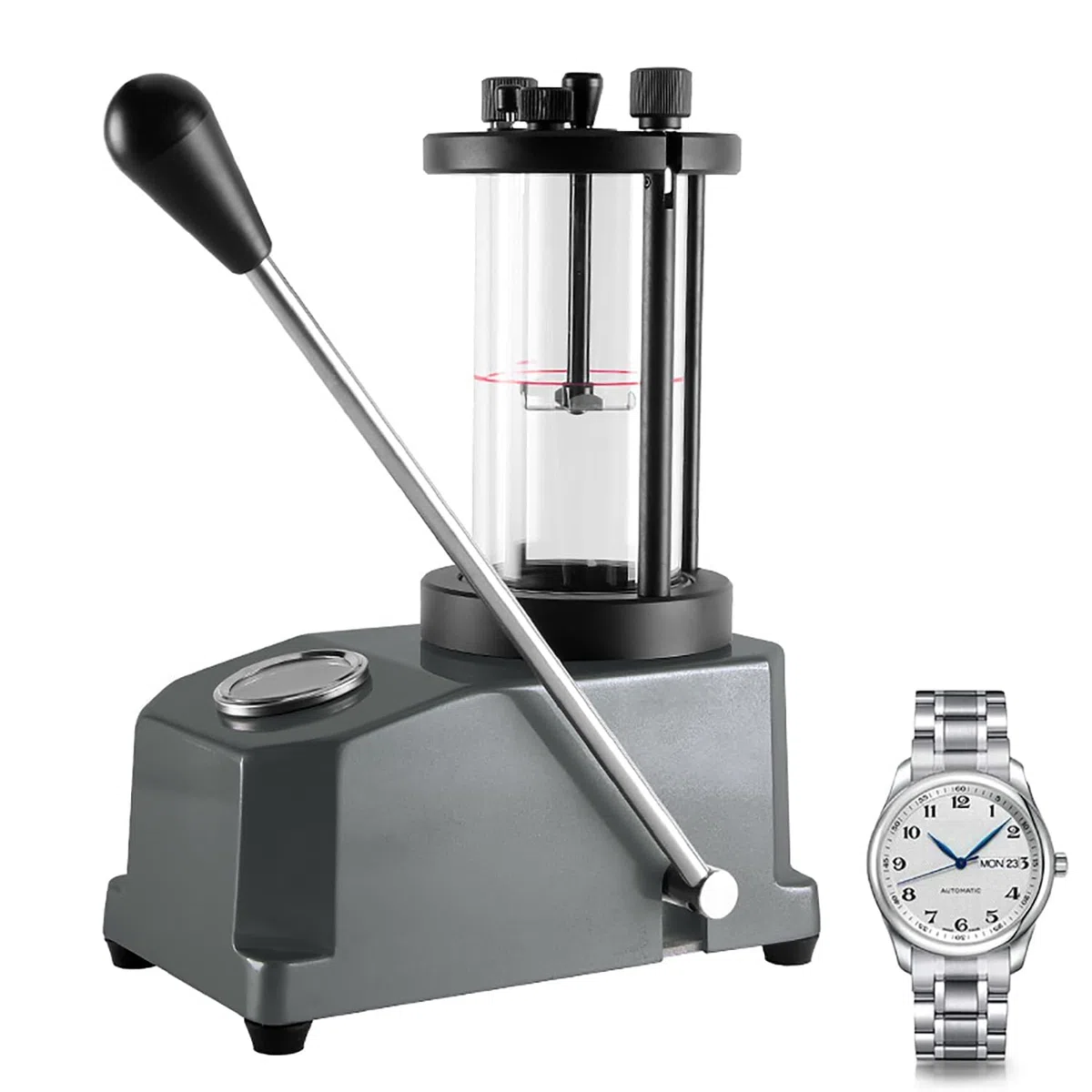 Probador de presión para relojes con medidor ajustable, herramienta de prensado de caja impermeable para profesionales de reparación de relojes