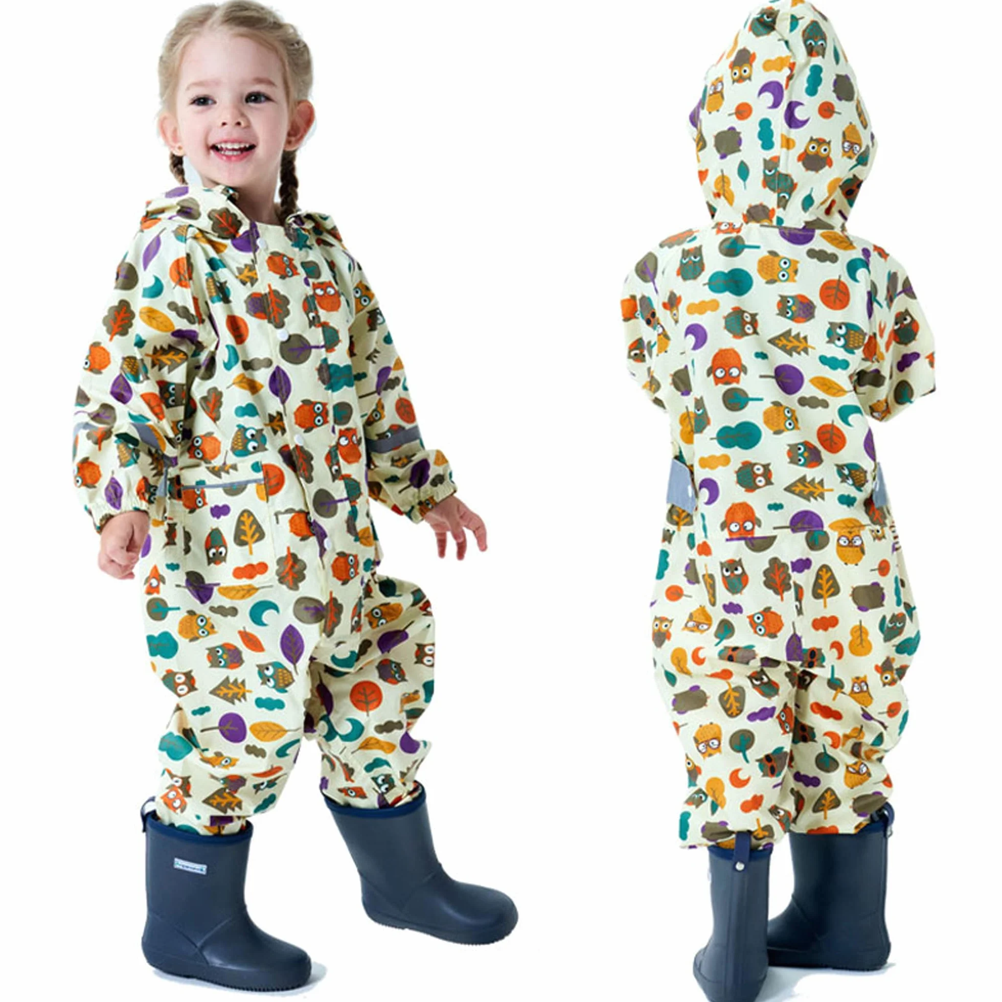 Fewlby Chubasquero Impermeable Niños Poncho de Lluvia Niñas Chaqueta Impermeable Ligero Abrigos de Lluvia Mono Impermeable con Capucha Traje de Lluvia 1-10 Años