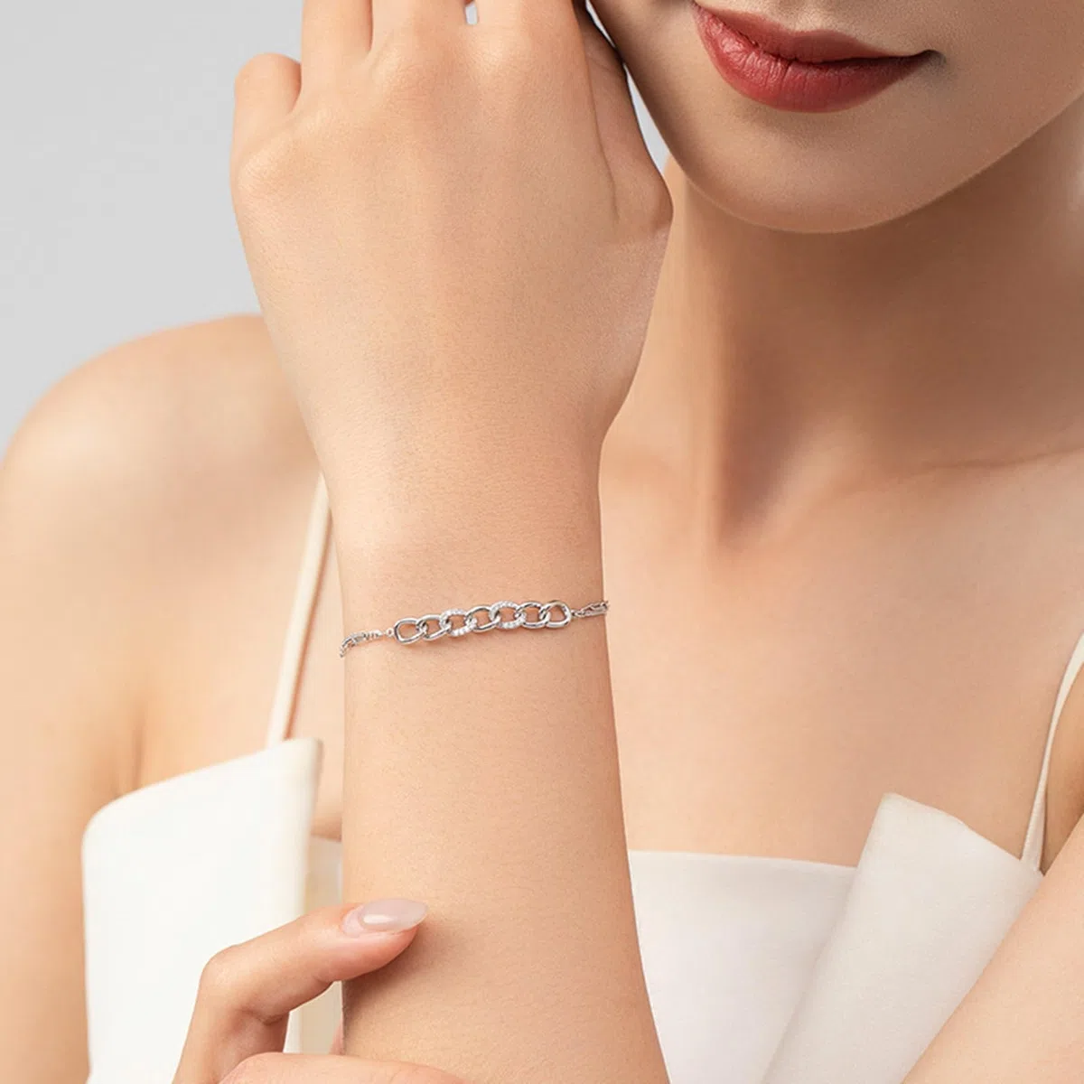 Pulseras de eslabones para mujer con diamantes, pulseras de platino para mujer, PT950 y oro blanco de 9K/14K/18K