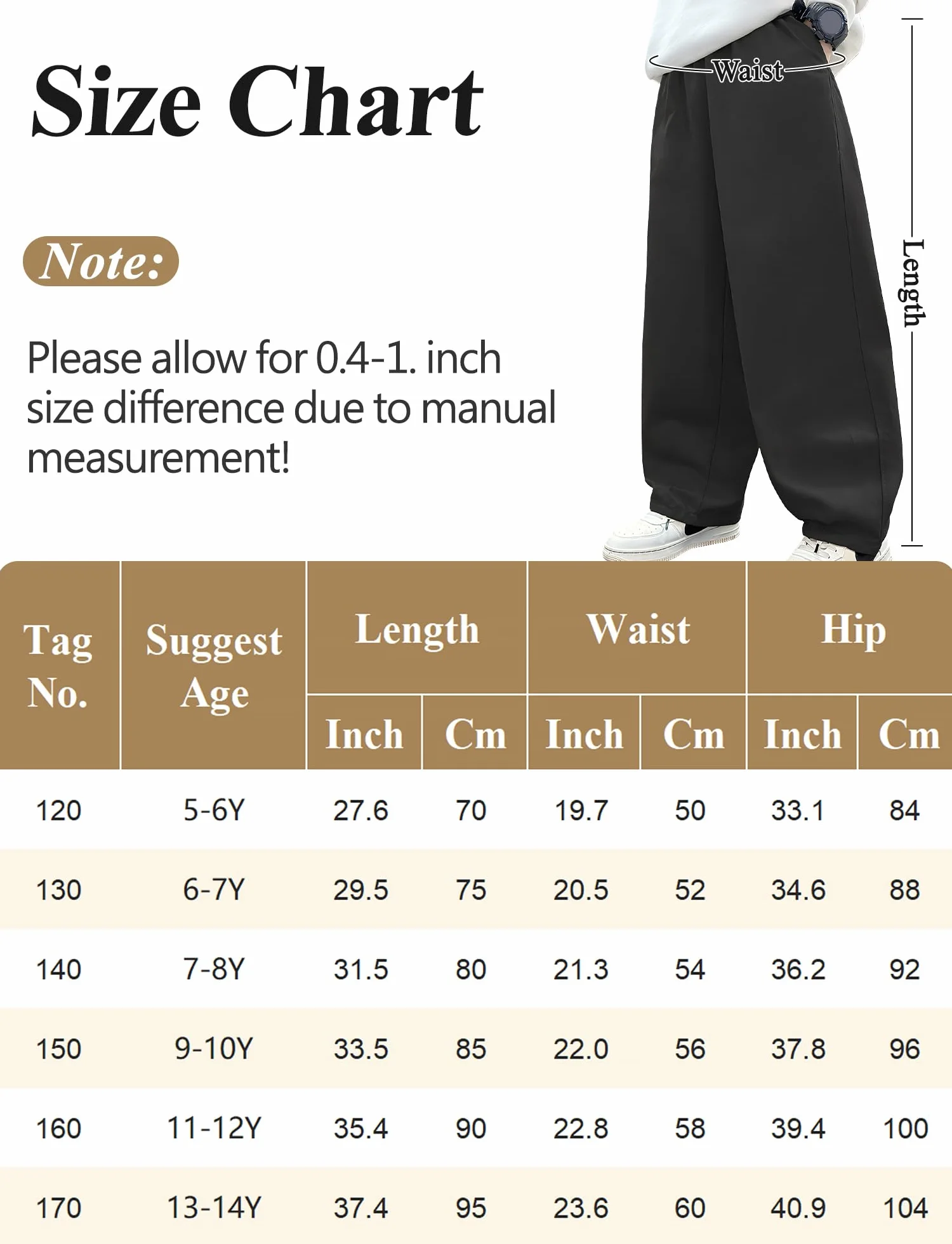 Pantalones cargo holgados para niños cintura elástica 110-164