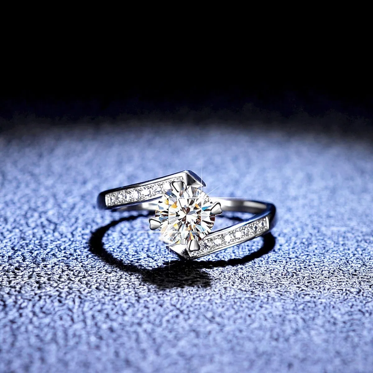 Anillo de oro de 18 quilates para mujer, anillo solitario de garra de moissanita, anillos de boda y compromiso para ella, oro blanco de 9 quilates, 14 quilates y 18 quilates, talla H 1/2-V 1/2