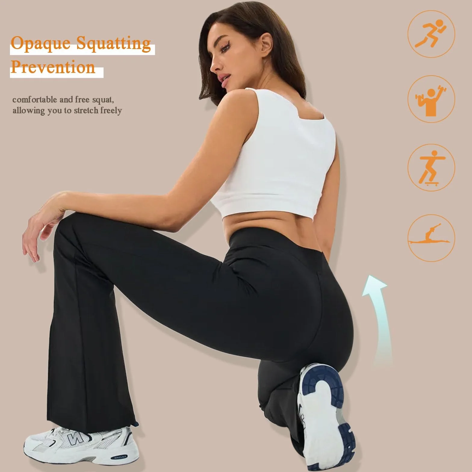 Pantalones de Yoga para Mujer Cintura Alta Pantalones Acampanados Bootcut Yoga Pants Casual Flared Leggings Deportivos Push Up Pantalones de Jazz Trabajo Fitness Entrenamient