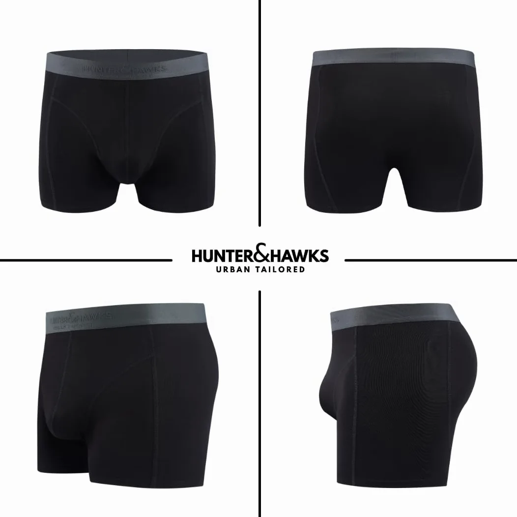Hunter&Hawks - Paquete de 5 bóxers de Viscosa de bambú para Hombre, S-6XL, Suaves y Transpirables, para Hombre, de Secado Fresco, antirozaduras, Color Negro, con Ropa Interior elástica Multicolor