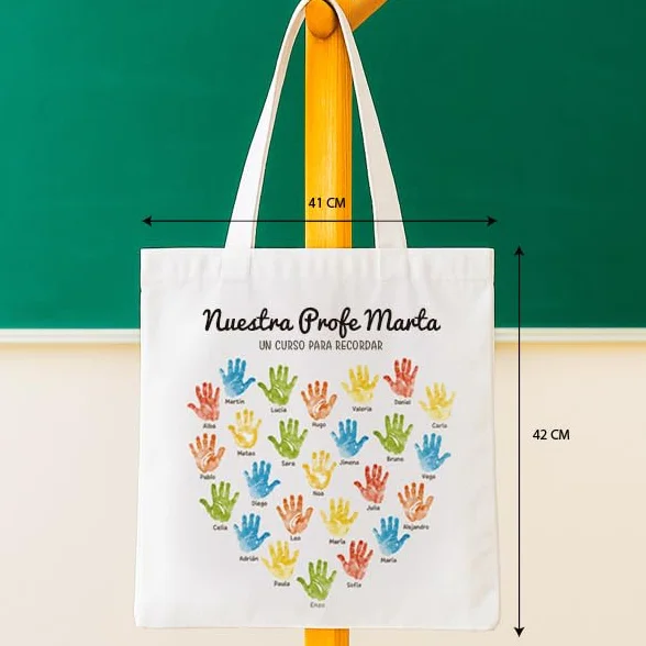 Transparent Gift Tote Bag Personalizada con Texto. Bolsa de Tela Personalizada Reutilizable ECO. Regalos para Profesores. Regalos para Profesoras. Regalos Originales para Mujer y Hombre