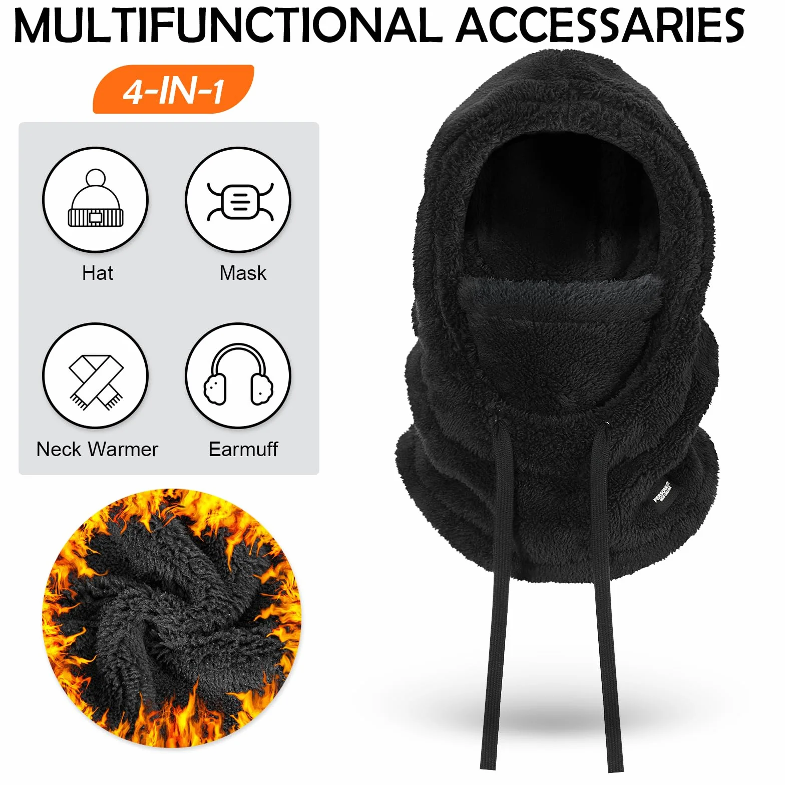 Pasamontañas Térmicos de Invierno, Multifuncional Prueba de Viento Cálido Forro Polar Máscara De Esquí Mascarilla Moto, Gorro Cálido Invierno Bufanda para Mujeres Hombres Deportes Aire Libre