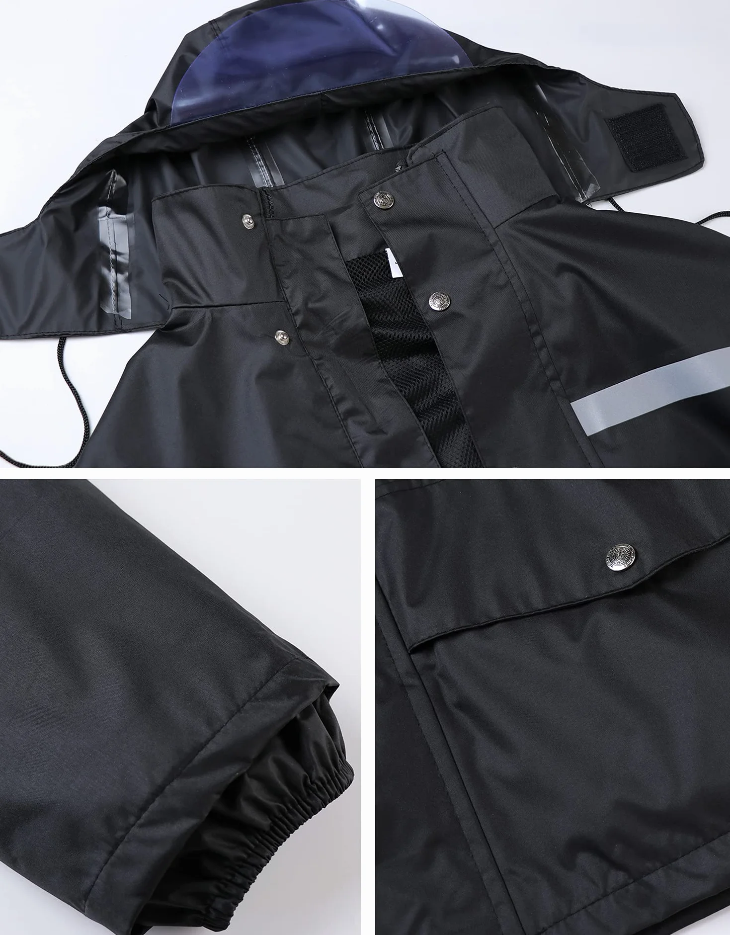 Traje de Lluvia Para Hombres 2 Piezas Impermeable Conjunto de Chaqueta y Pantalón de Lluvia Traje Impermeable de Trabajo Reflectante
