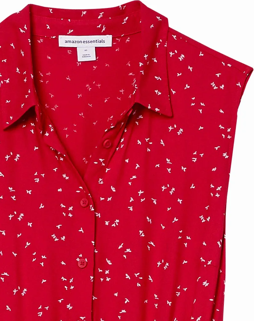 Amazon Essentials Mujer Vestido Camisero Tejido sin Mangas Ajuste Relajado