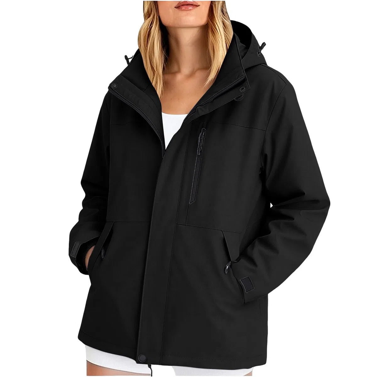 Generisch Chaqueta de ciclismo para mujer, resistente al viento, ligera, con capucha, impermeable, transpirable, chaqueta funcional con cortavientos extraíble para senderismo, correr, deportes