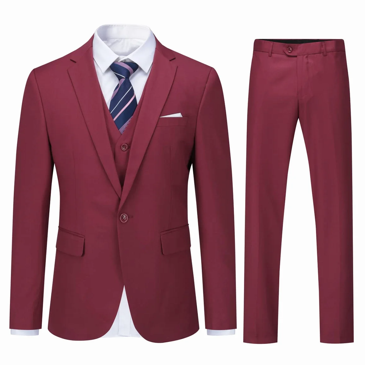YOUTHUP Trajes para Hombre 3 Piezas para Boda Negocios Slim Fit Smoking con un Botón Formal Chaqueta y Pantalón