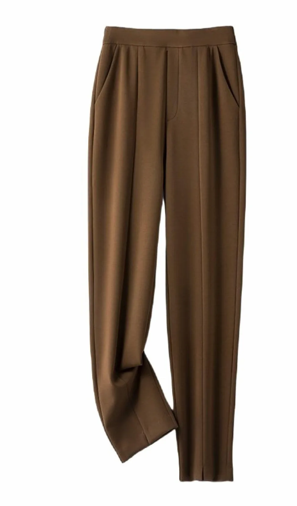 BROLEO Pantalones Harem Mujer Cintura Alta Pantalones con Cintura Elástica en la Espalda café Pantalones Largos Informales Palazzo con Bolsillos Pantalones Deportivos de Yoga Pantalones