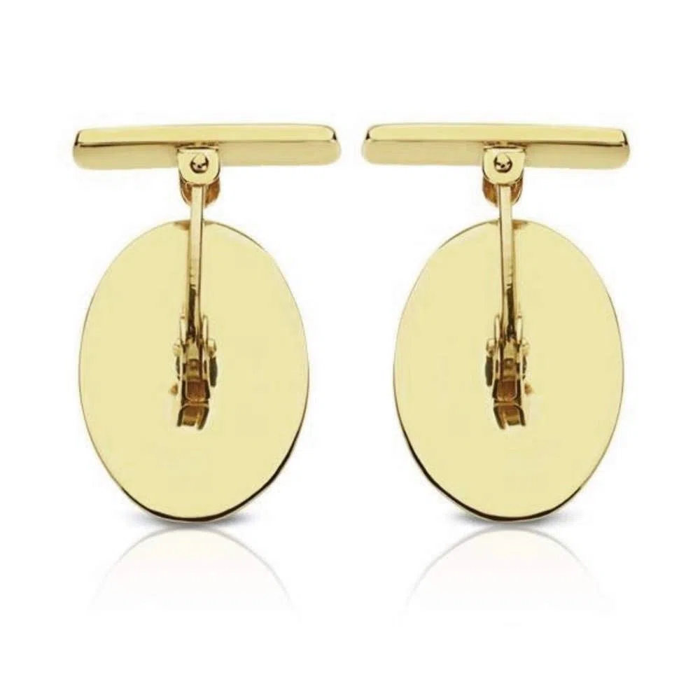 Gemelos Oro 18K Oval 18mm. Mate Y Brillo 4 Surcos Hombre - Personalizable - Grabación Incluida En El Precio