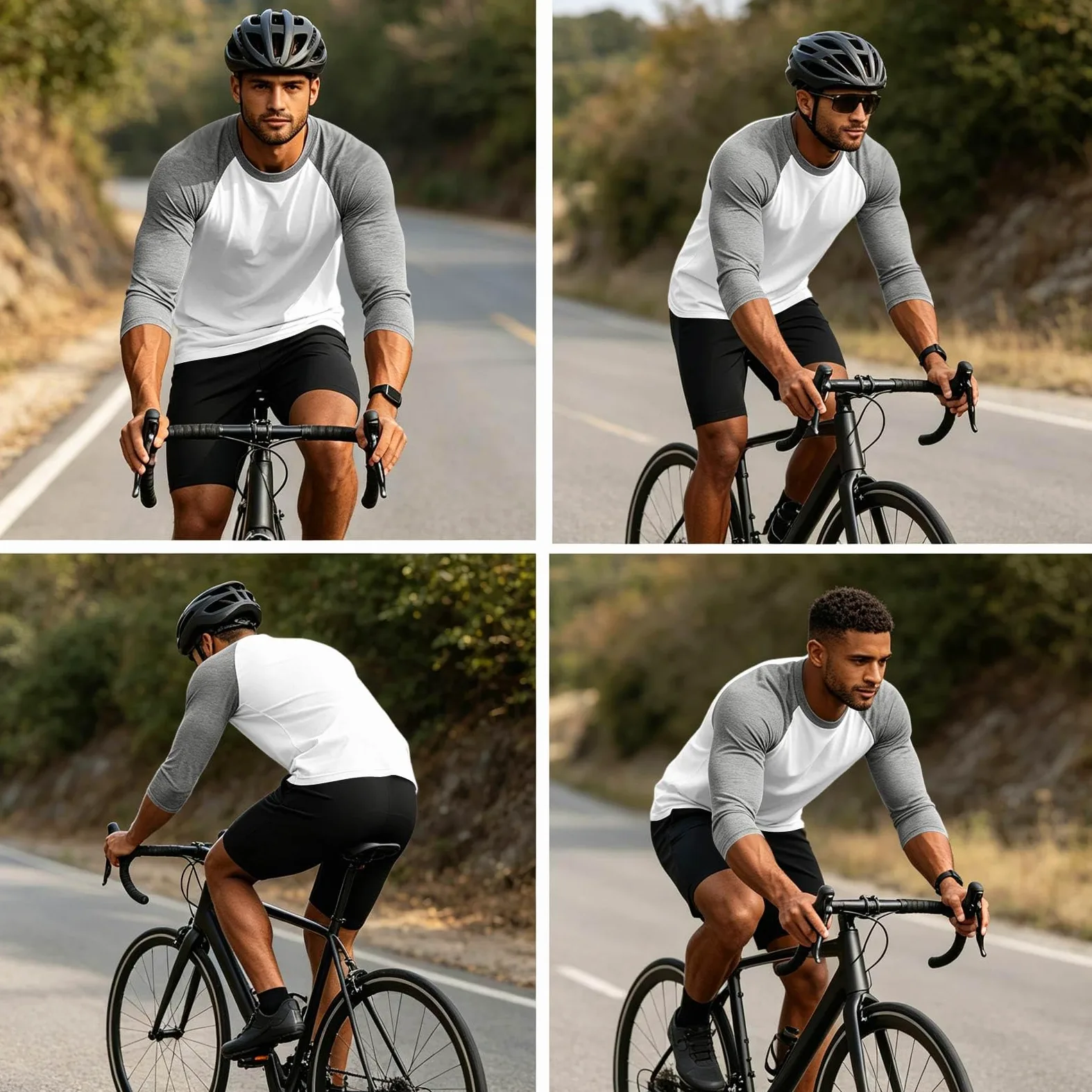 Pack de 3 camisetas raglán de manga tres cuartos para hombre Urban Classics Sport