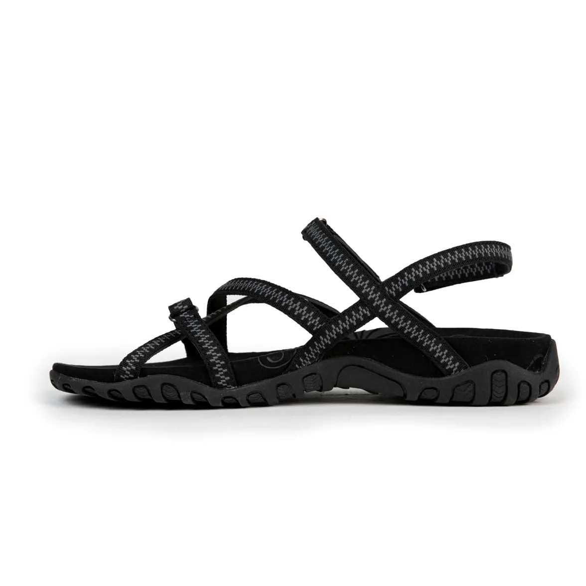 Izas Sandalias de Senderismo para Mujer Deportivas y Cómodas. Sandalias Planas de Verano para Trekking y Caminar de Diseño Ergonómico con 3 Ajustadores. Color Negro