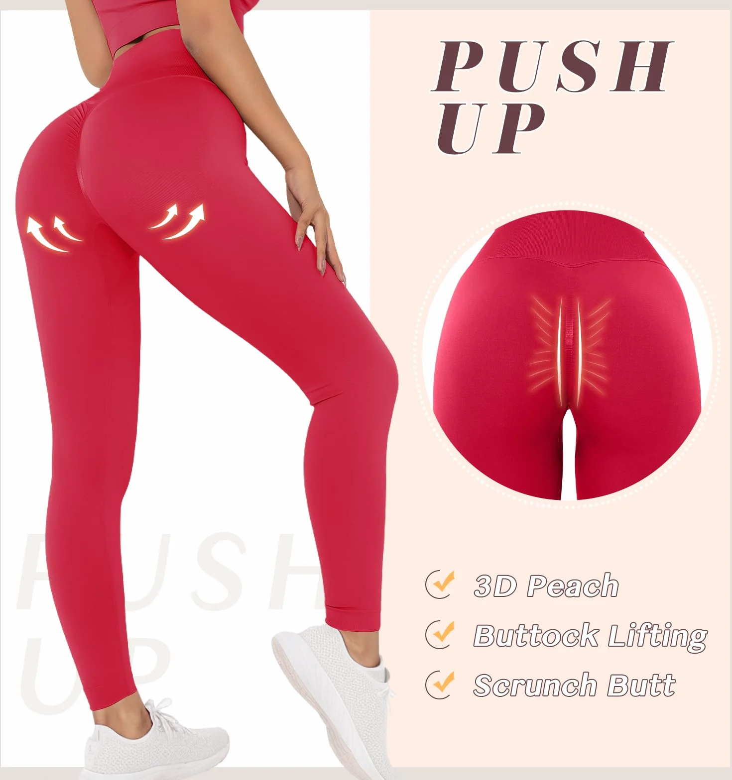 Leggins Deportivos Mujer Push Up Mallas Deporte Mujer Cintura Alta Elástico Mayas Deportivas Anticeluliticos Sin Costuras Pantalones Yoga para Fitness Running Gym Pilates