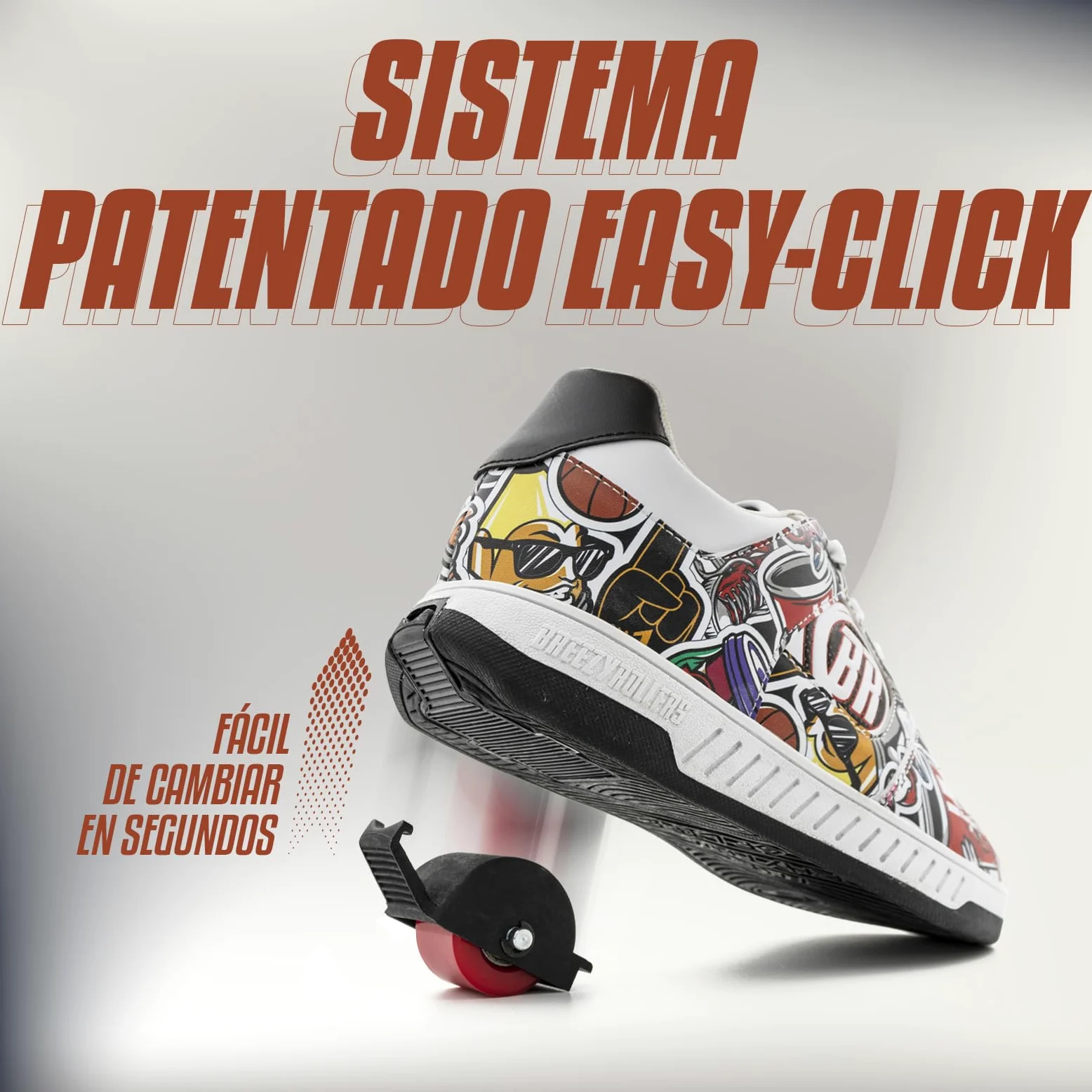 Breezy Rollers Zapatos con Ruedas para Niños | Zapatillas-Patines Infantiles | De Zapatos Callejeros a Patines en Segundos | Sistema de Clic Patentado | Zapatillas con Ruedas para Niñas y Niños