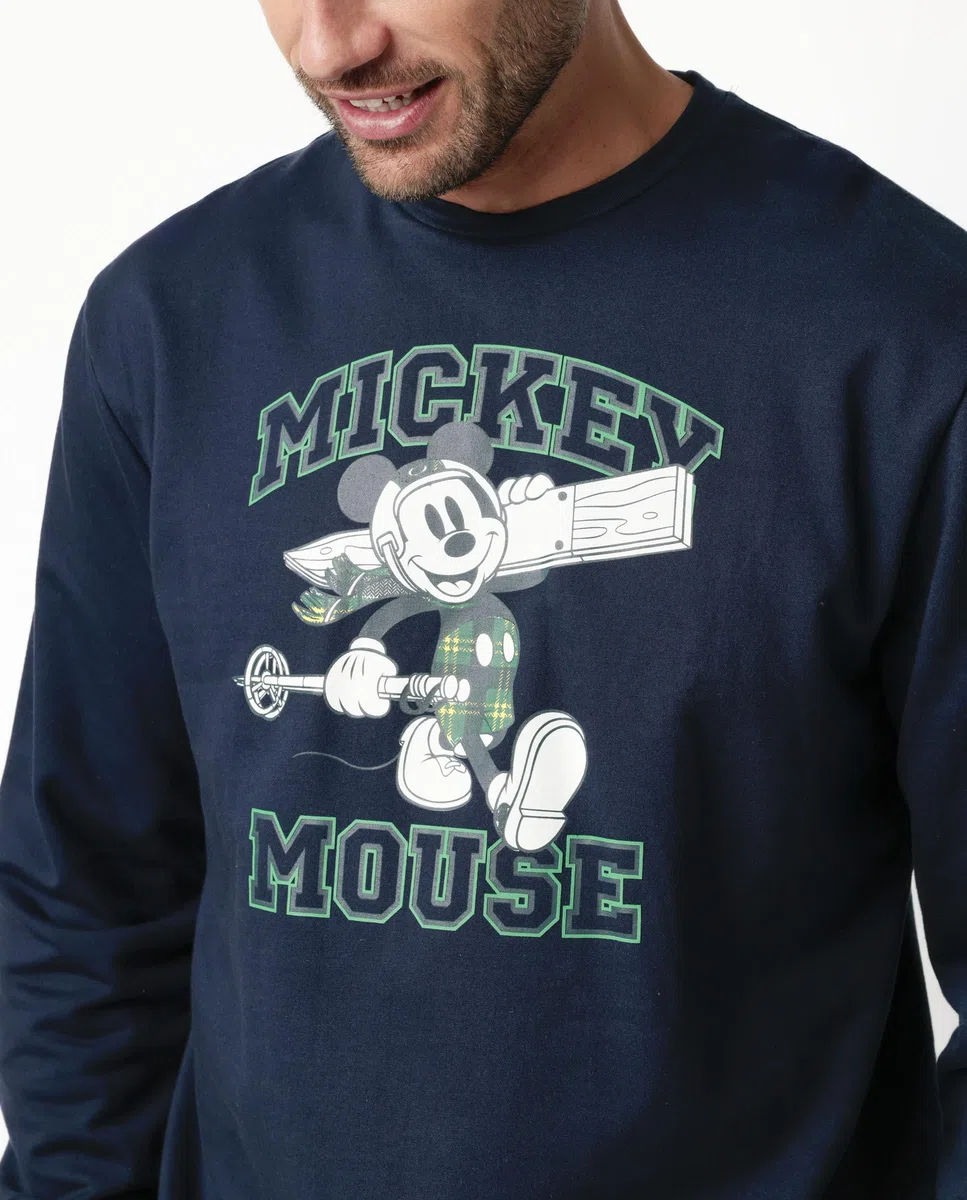 Disney Pijama Manga Larga Felpa ski Mouse para Hombre