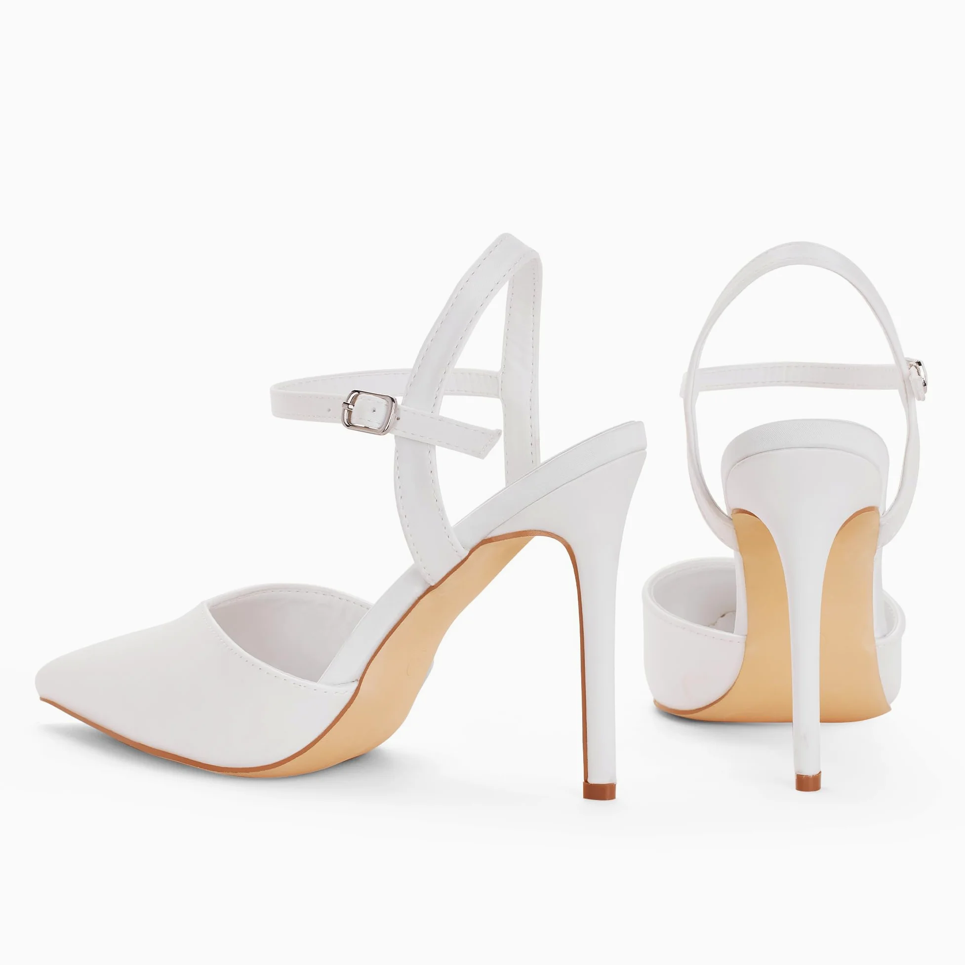 GENSHUO Elegantes Tacones Altos con Punta Puntiaguda y Stiletto de 10 cm, Zapatos de Mujer Sexy con Correa en el Tobillo para la Noche