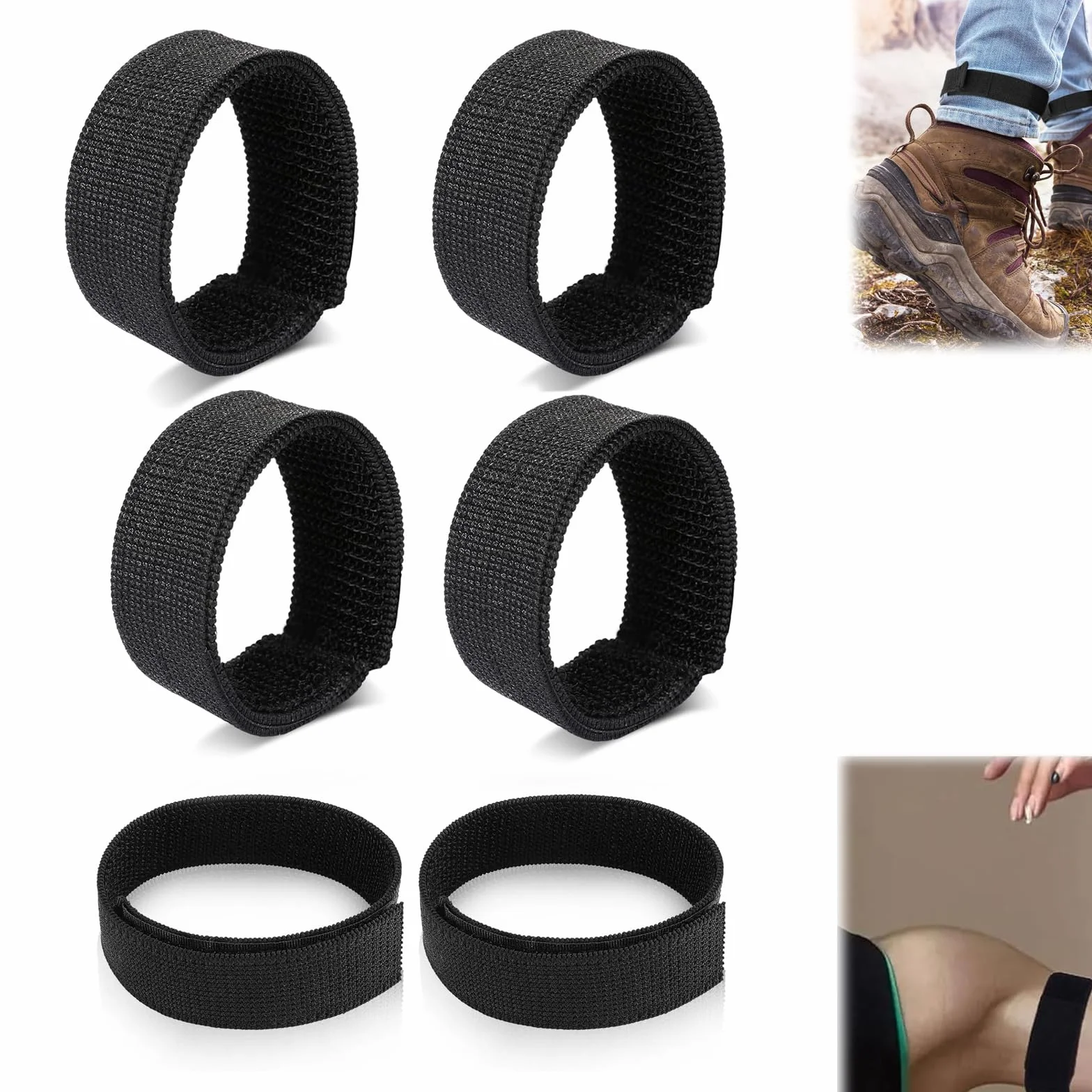 Clips para pantalón de bicicleta, banda elástica de seguridad, 3 pares, senderismo, pesca
