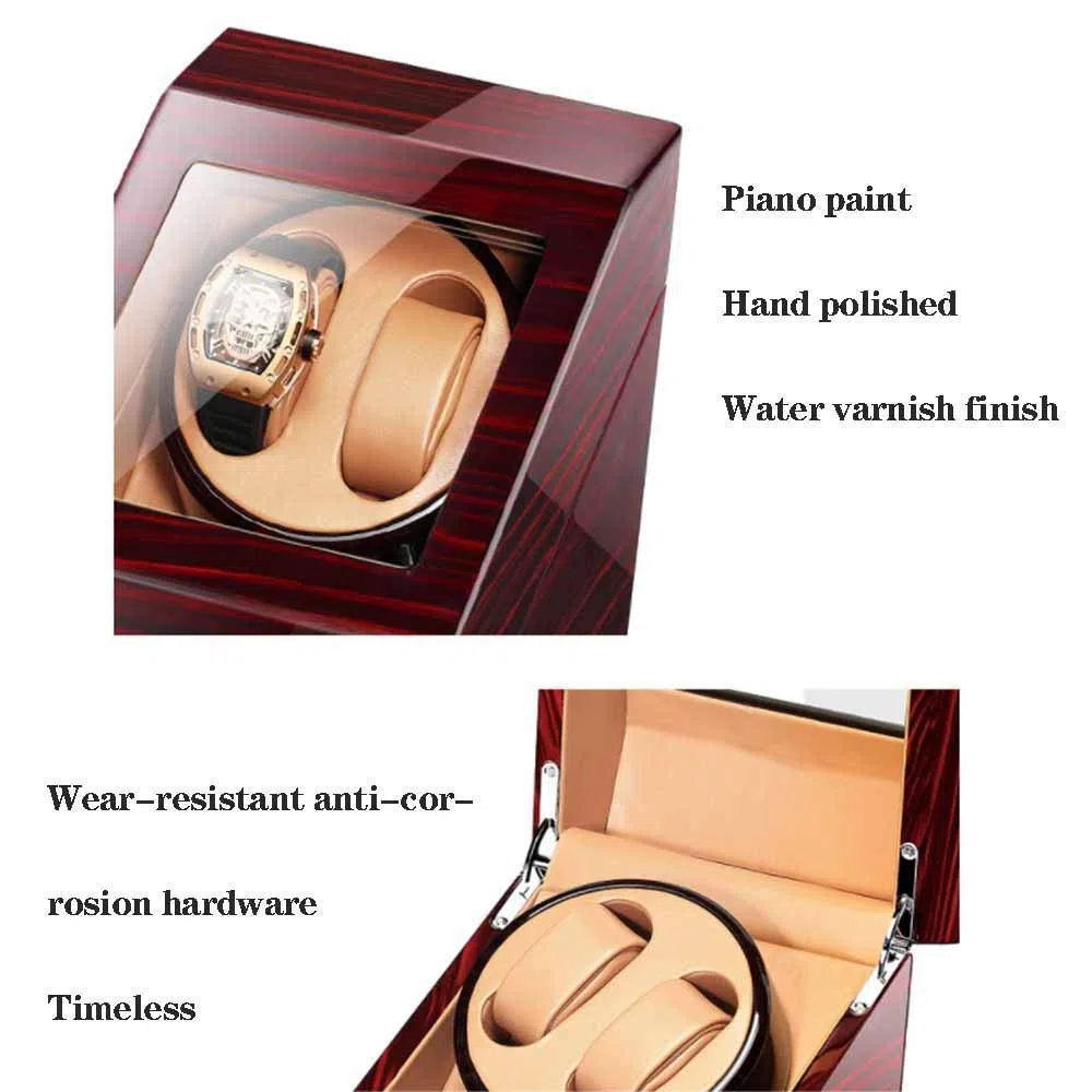 Enrollador de Reloj Doble Enrollador de Reloj para 4 Relojes con Motor silencioso y 5 Modos de rotación Enrollador de Reloj automático Caja agitadora de Reloj