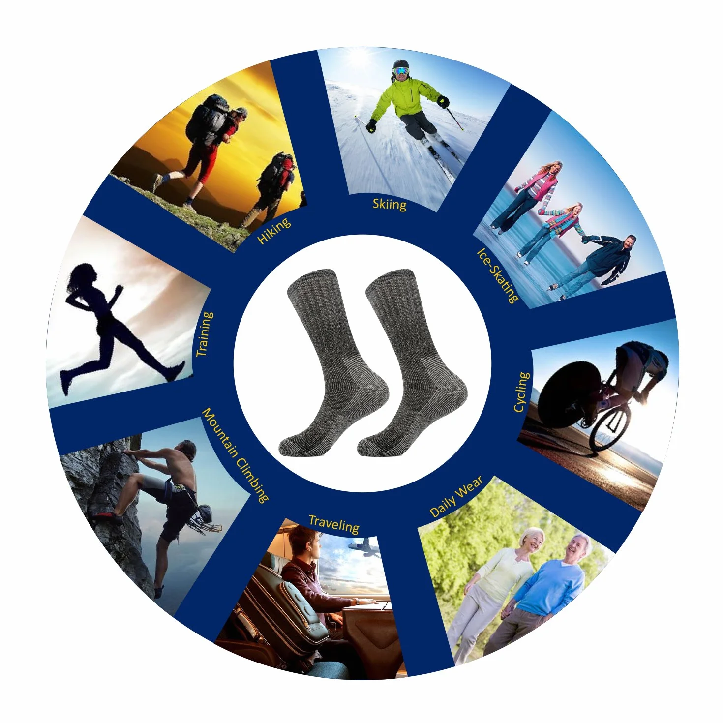 Vihir Calcetines de merino para hombre – Tubo largo Merino Sport Calcetines para esquí, trekking, senderismo, 3 pares…