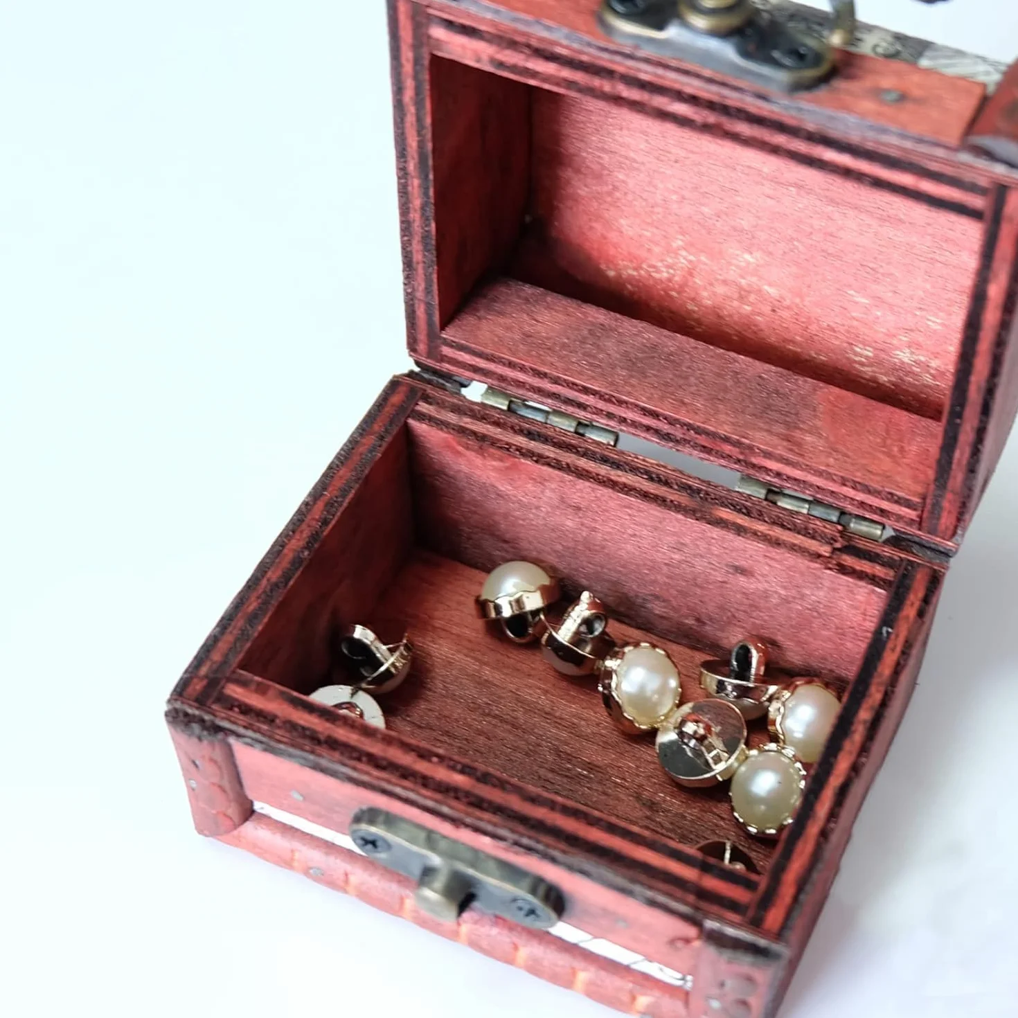 Adri - Cofre de madera pequeño para guardar joyas, joyeros de madera rusticos, mini Cofre Vintage para Joyas, ideales para regalitos y detalles. (COFRE SIN ASA, 9,3 X 6,5 X 6,4 CM)