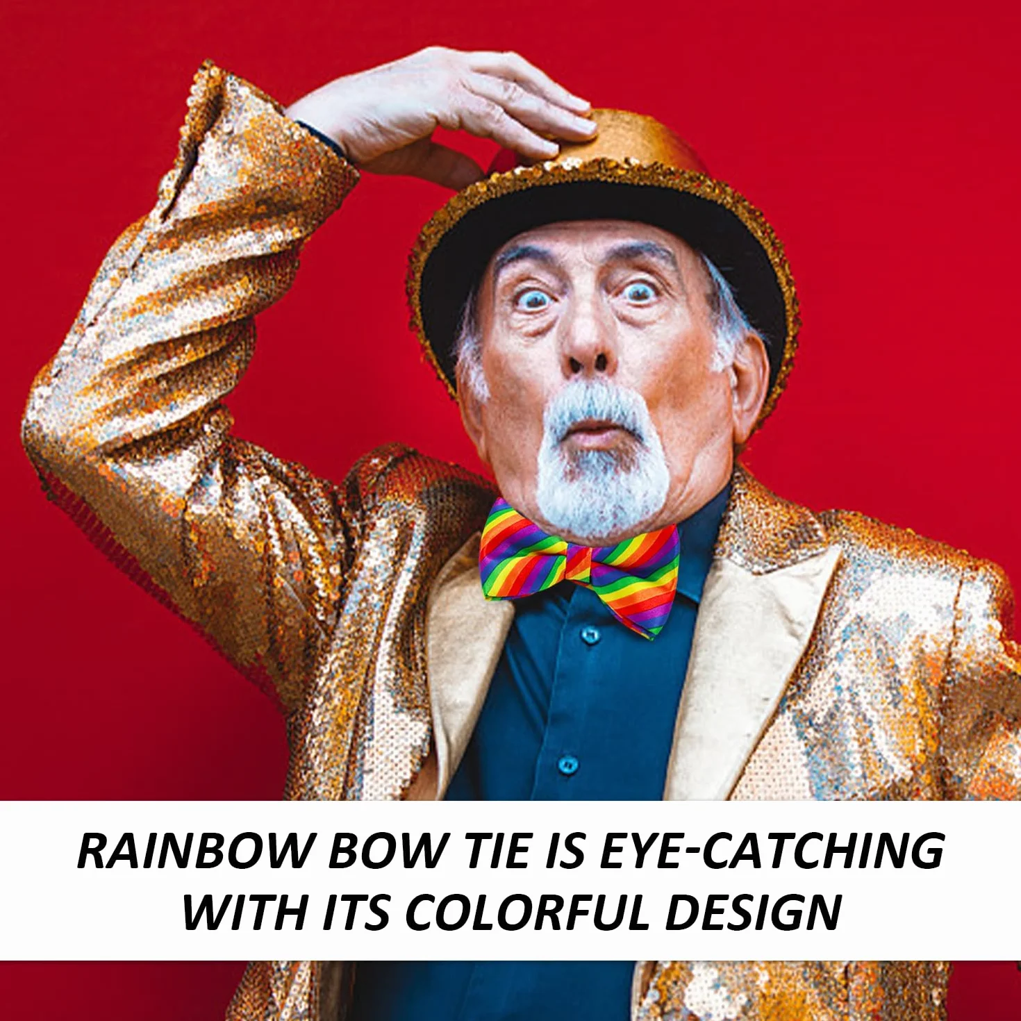 Corbata con pañuelo pajarita a rayas de colores arco iris accesorio para disfraces mujer