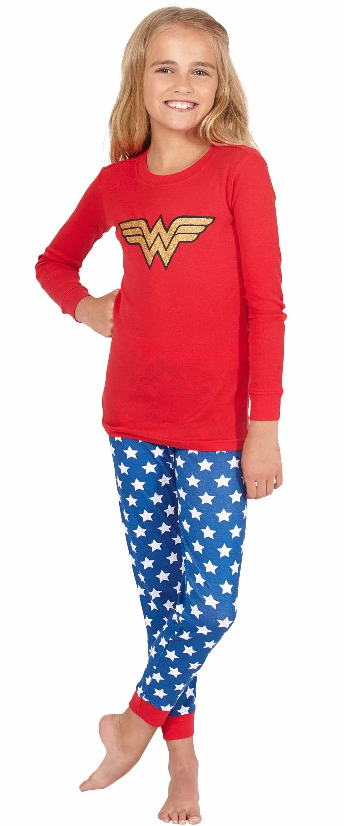 INTIMO Girls Wonder Woman Glitter Logo Pajama Set (BG-12)