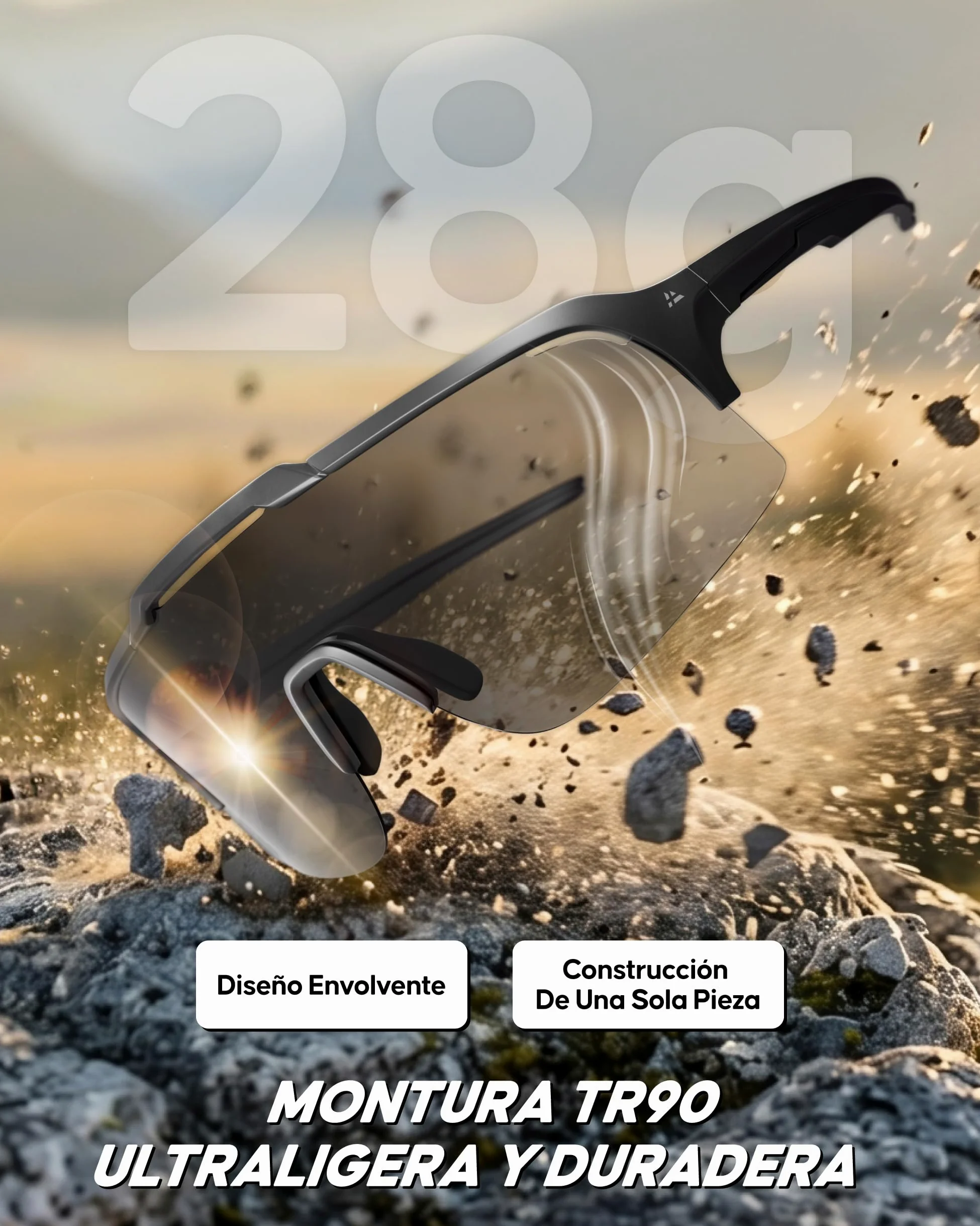 DANISH ENDURANCE TR90 Gafas de Ciclismo, Protección UV, Hombre y Mujer