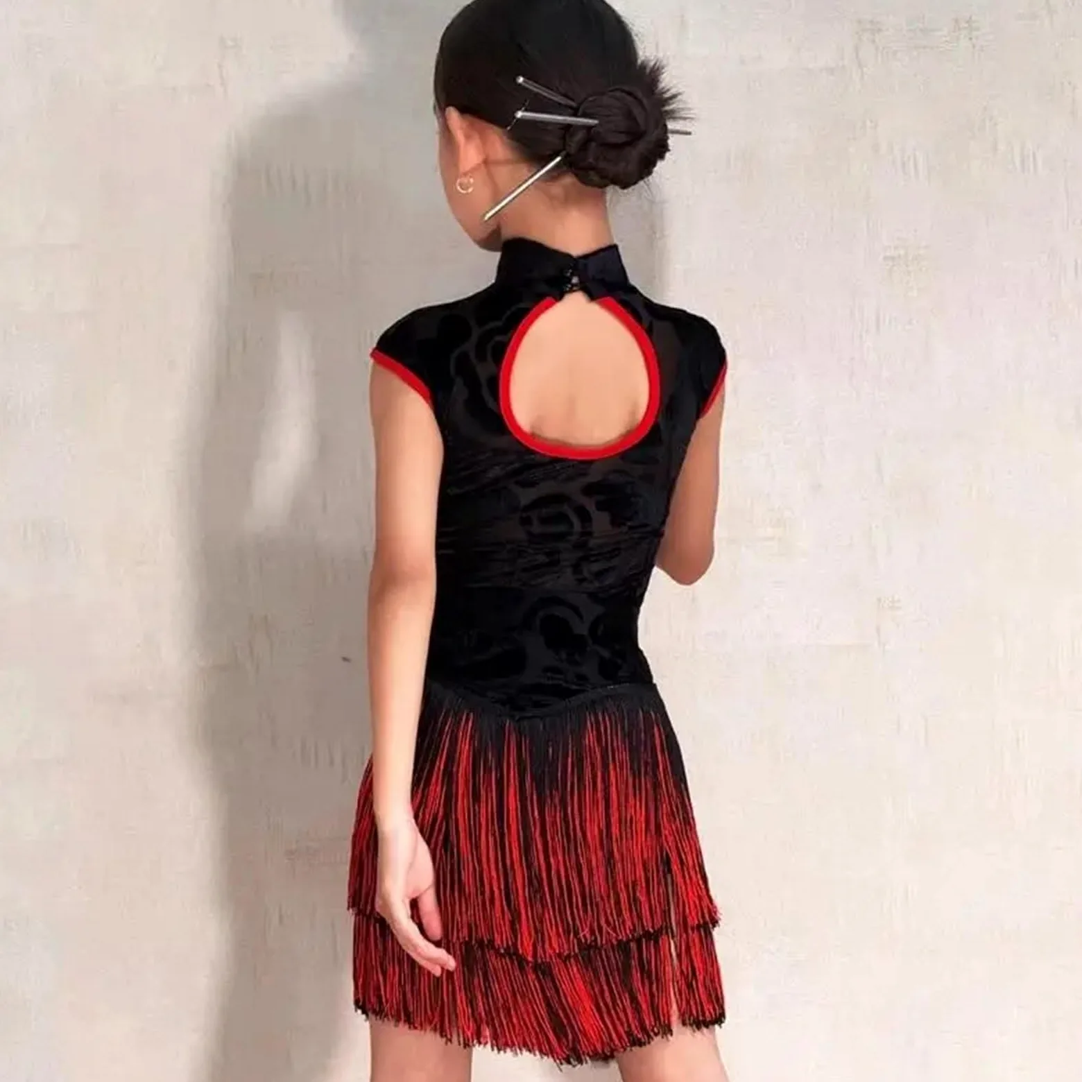 Reglamento de competición rendimiento traje entrenamiento baile latino for niñas. Vestido Ropa adecuada para patinaje latino y artístico